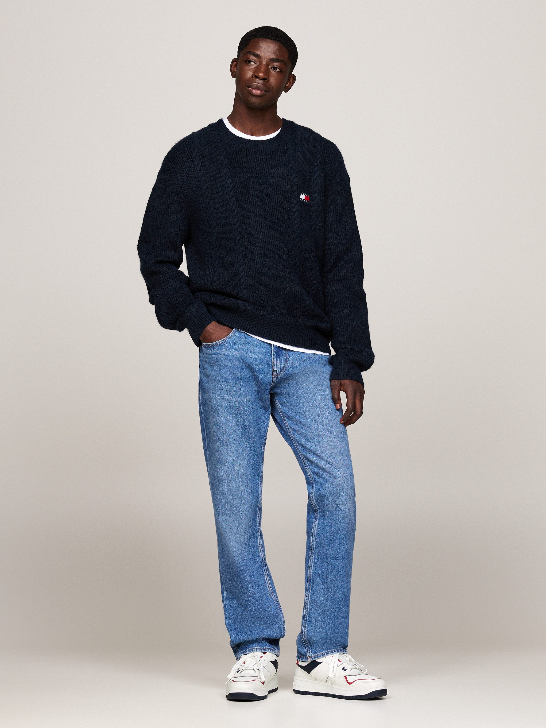 TOMMY JEANS Sneakers met sleehak TJM RETRO BASKET CUPSOLE veterschoenen, vrijetijdsschoen, lage schoen met contrastafwerkingen