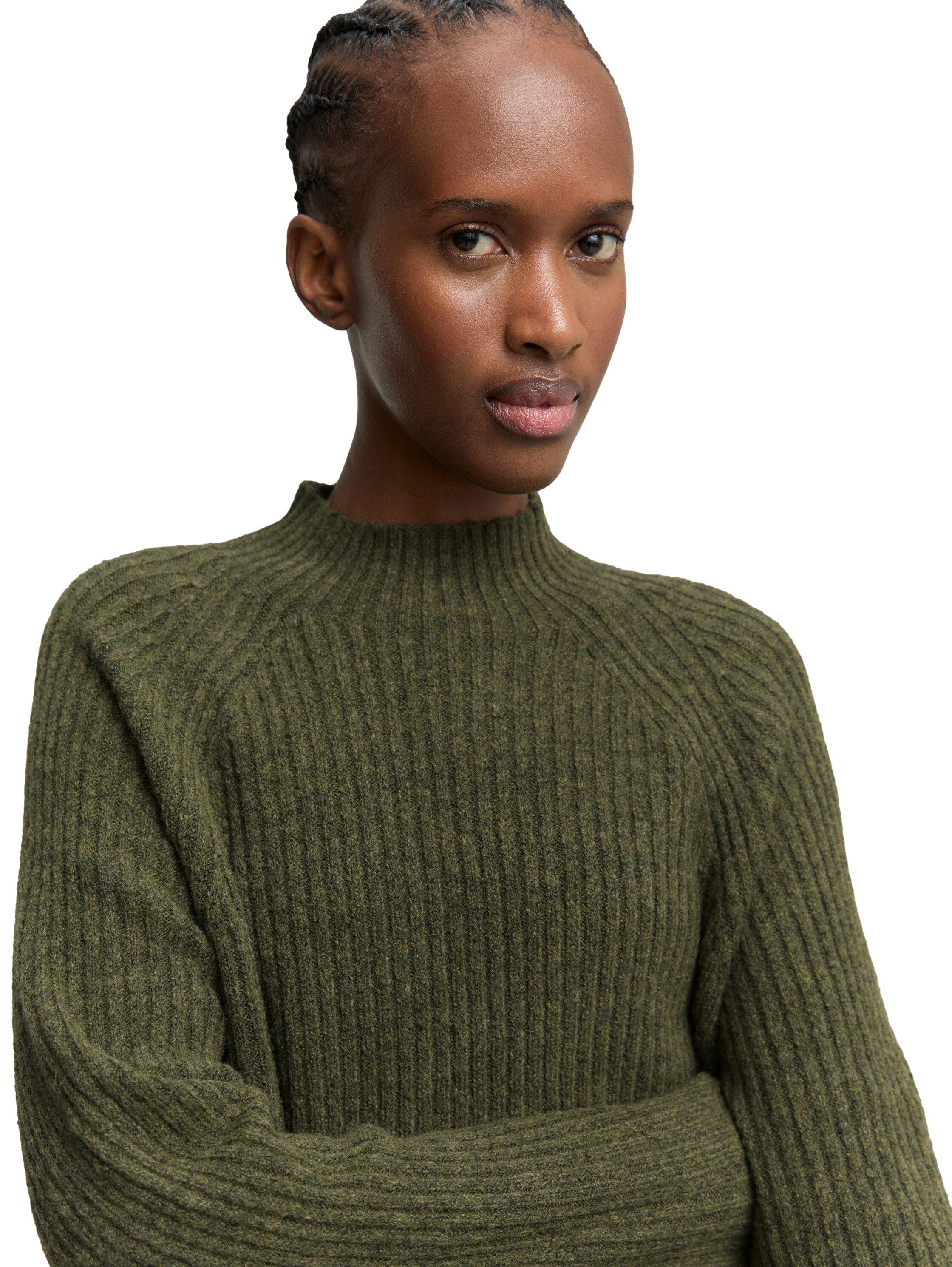 Tom Tailor Denim Gebreide jurk met opstaande kraag