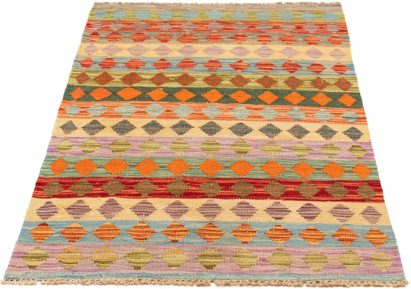 morgenland Wollen kleed Kelim Maimene zigzag 125 x 80 cm Omkeerbaar tapijt