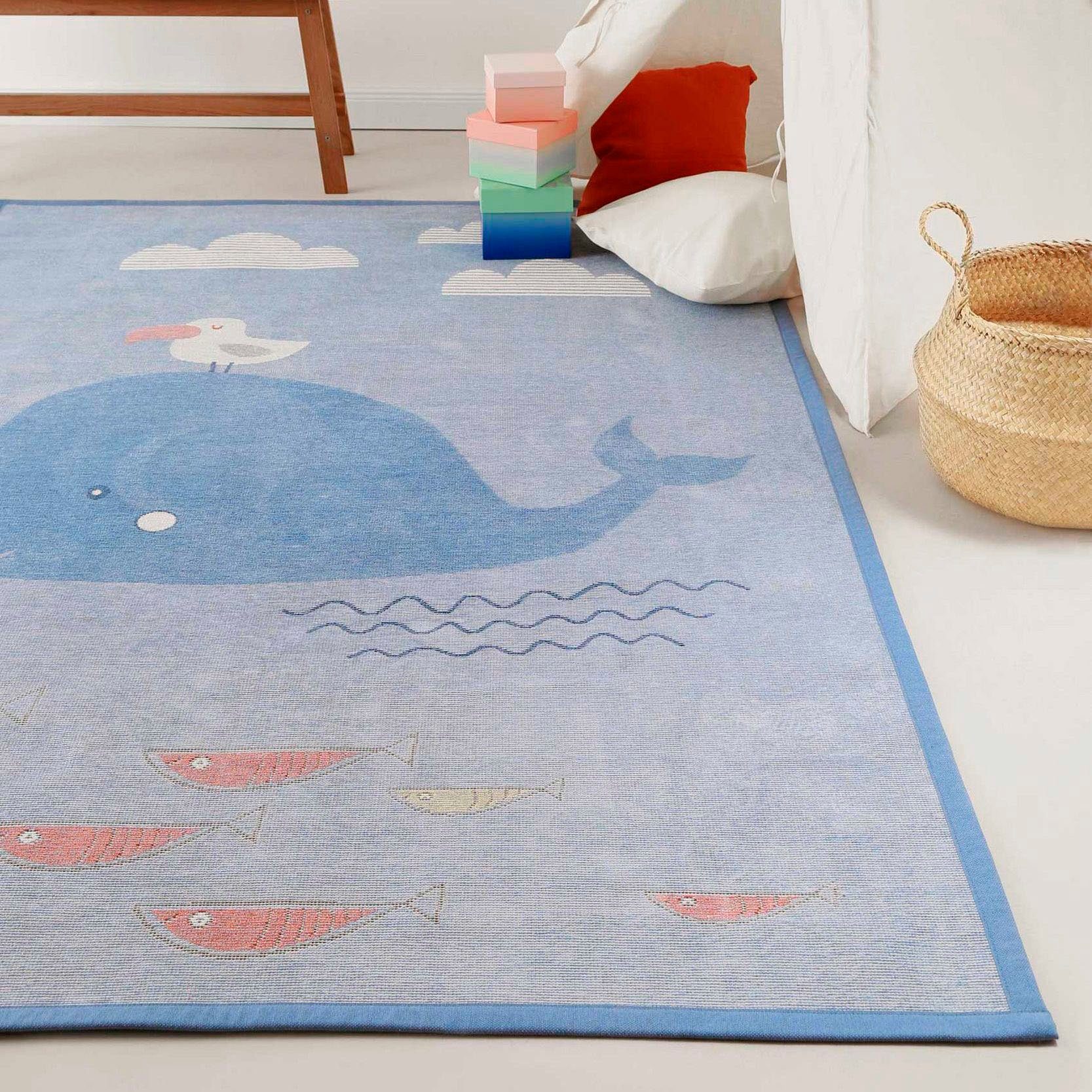 Esprit Kindervloerkleed Whale Buddy ESP-005 Tweezijdig te gebruiken kleed, diermotief of sterrenhemel, kinderkamer