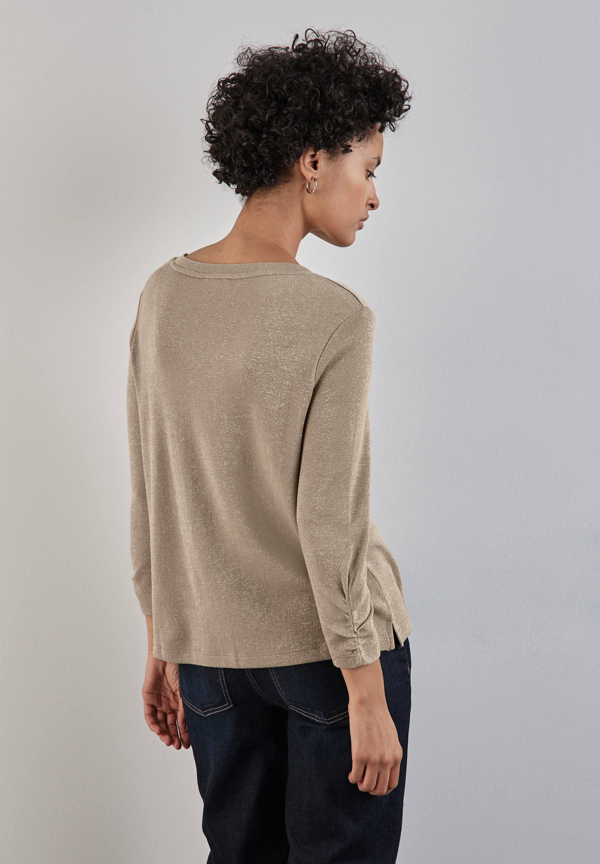 STREET ONE Shirt met 3 4 mouwen met glanzende look