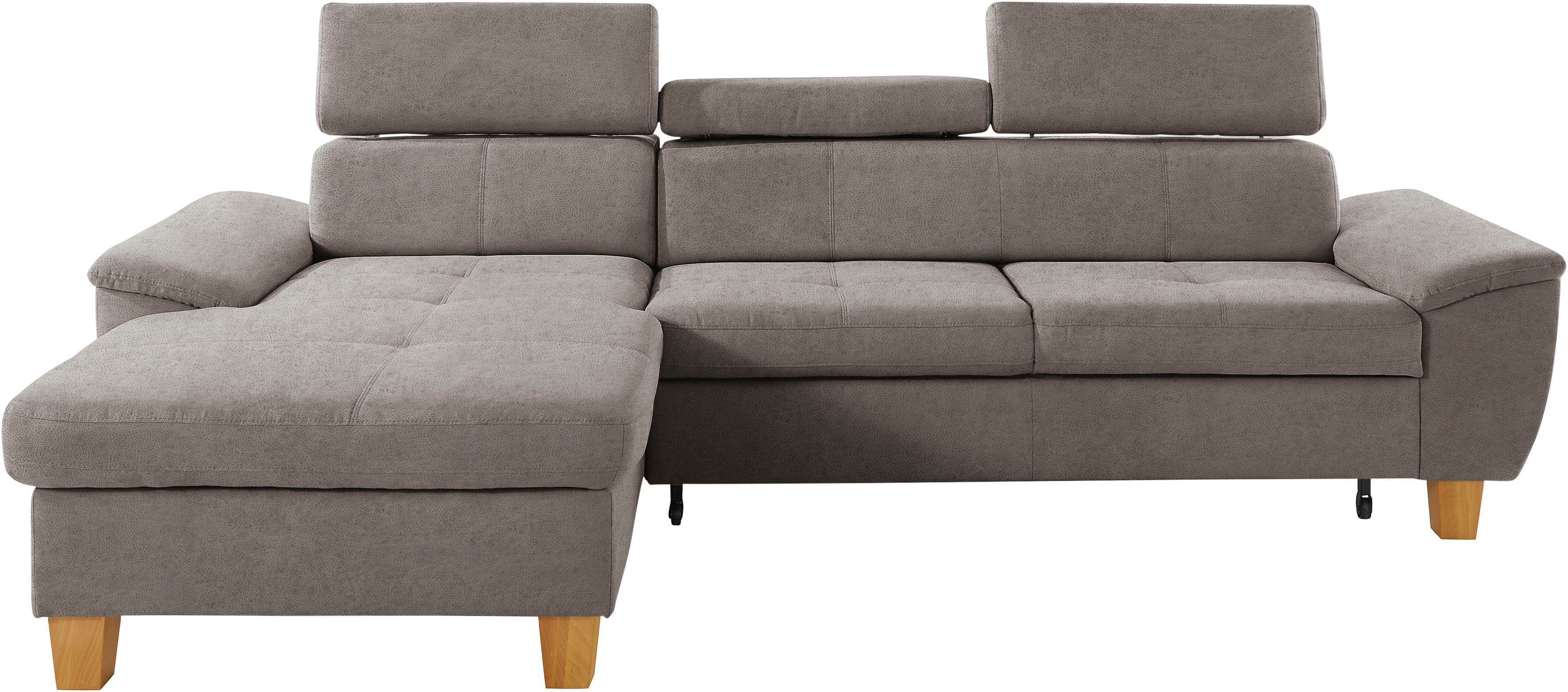 exxpo - sofa fashion Hoekbank Enya, uitgebreide afwerking, hoog zitcomfort, comfortabel, L-vorm inclusief verstelbare hoofdsteun, naar keuze met slaapfunctie en bedkist