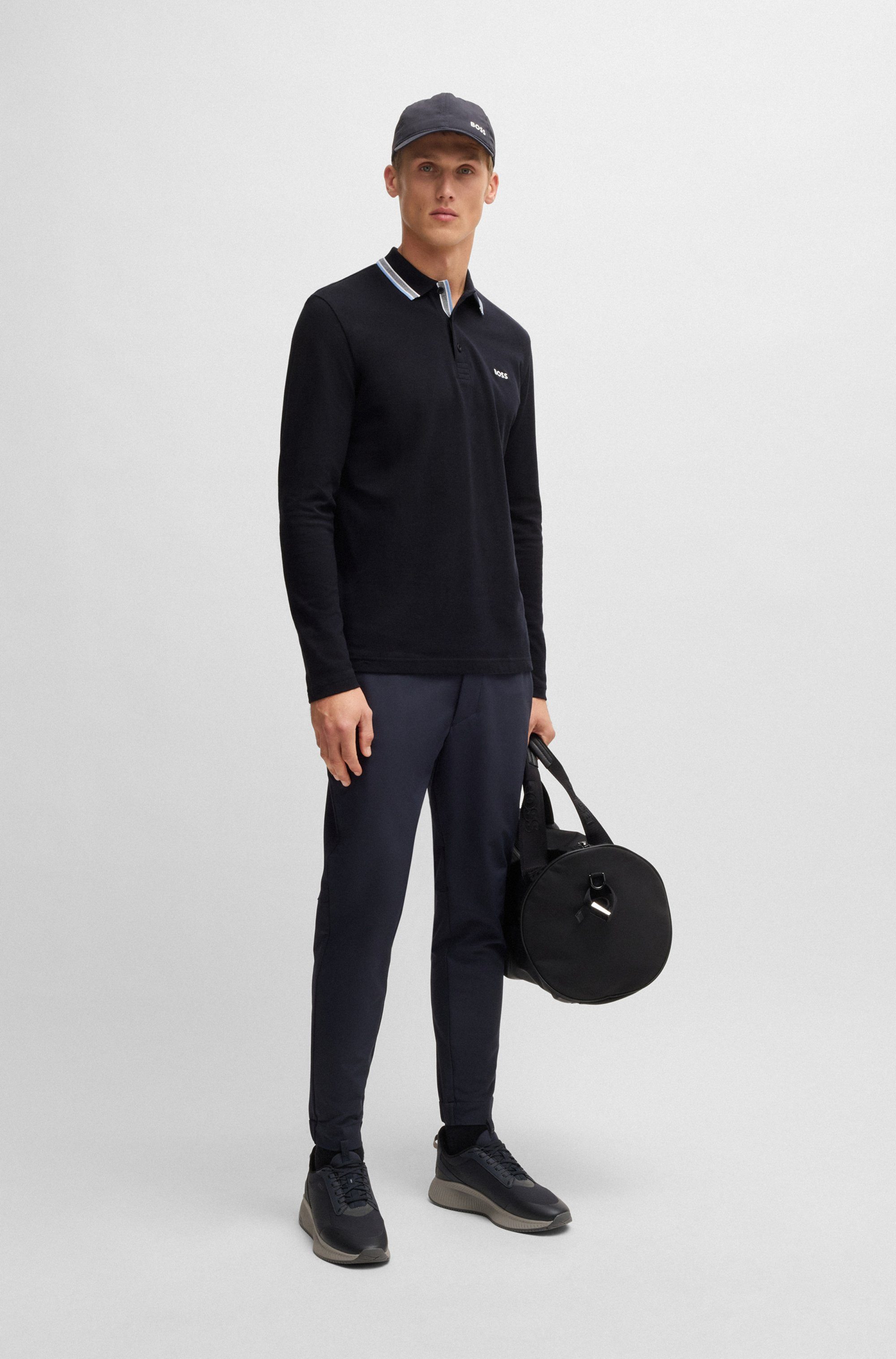 BOSS GREEN Poloshirt met lange mouwen Plisy met strepen op de kraag
