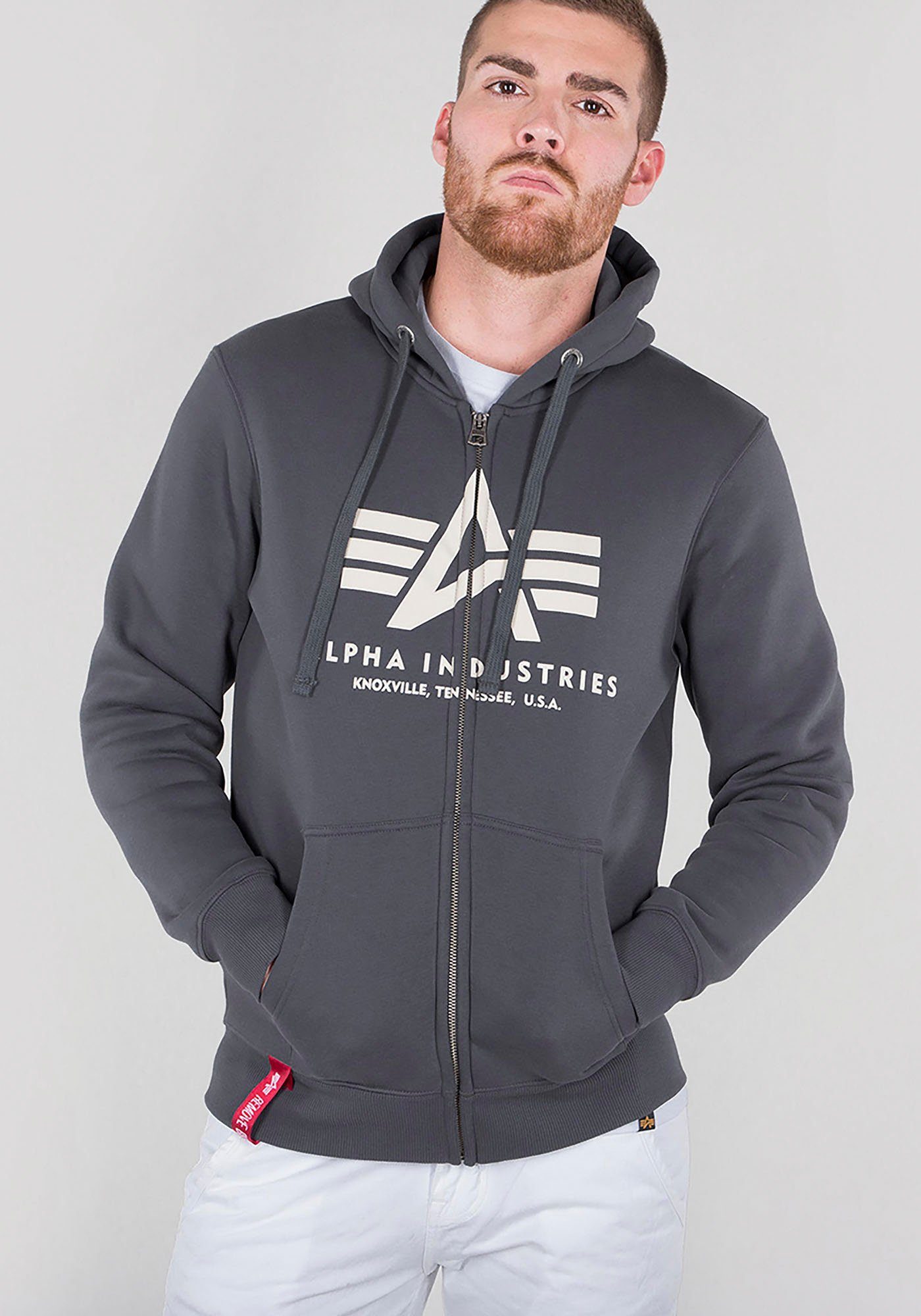 Alpha Industries Capuchonsweatvest BASIC ZIP HOODY heren sweatvesten maat S grijs