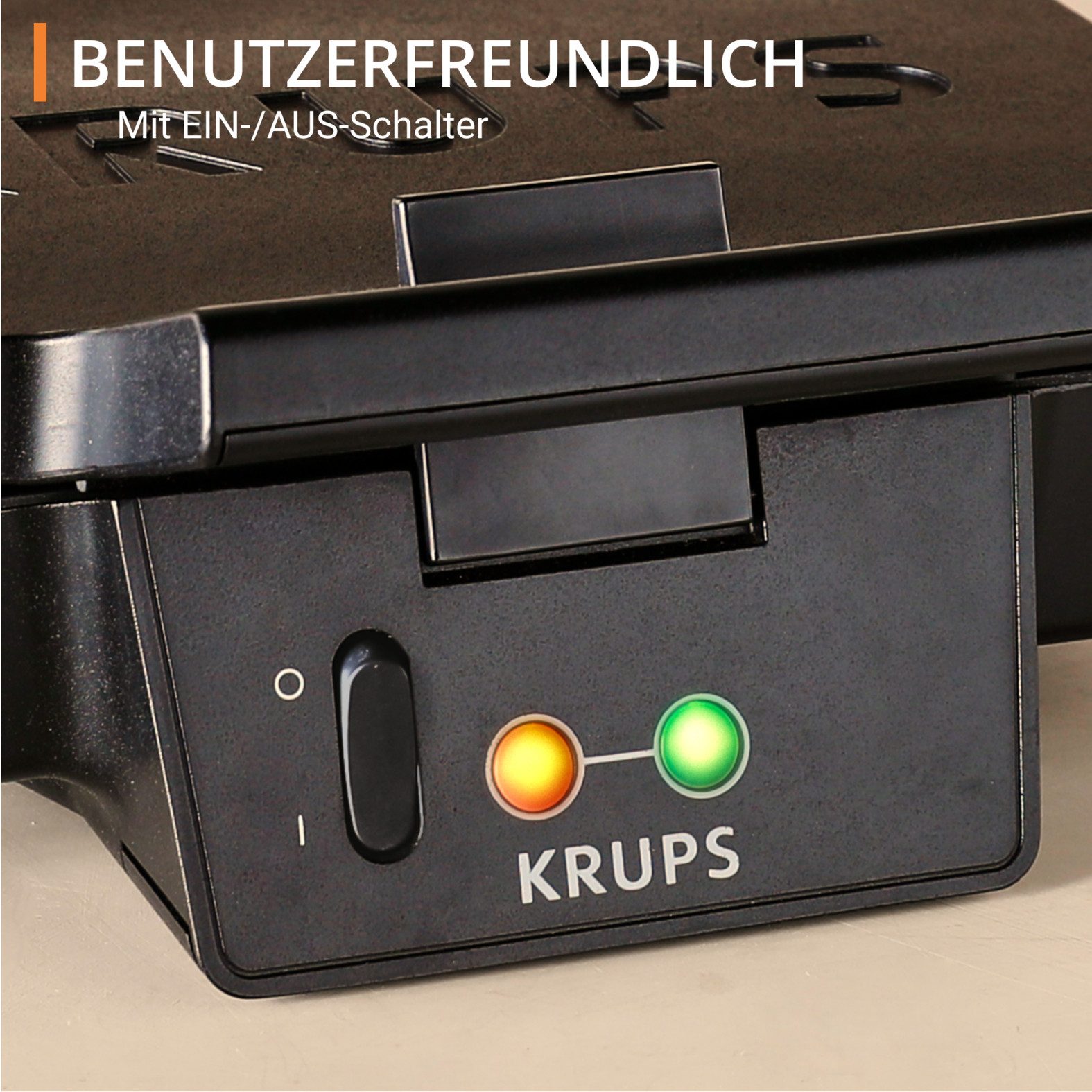 Krups Sandwichmaker Iconische 3-hoekige vorm met elegant design, keramische anti-aanbaklaag
