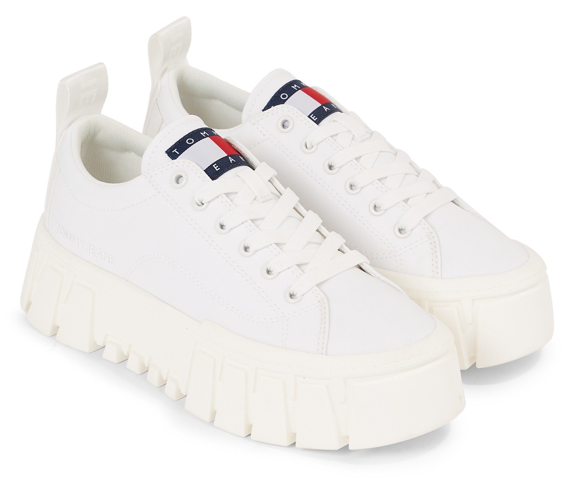 TOMMY JEANS Plateausneakers TJW VULC FLATFORM LC met opvallende plateausool, vrijetijdsschoen, lage schoen, veterschoen