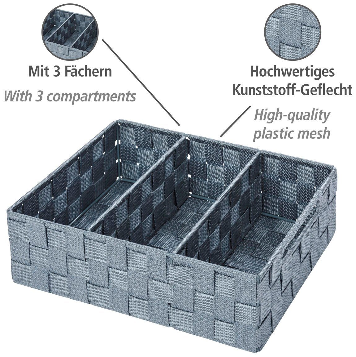 WENKO Badkamerorganizer Organizer Adria 3 vakken, met handvat