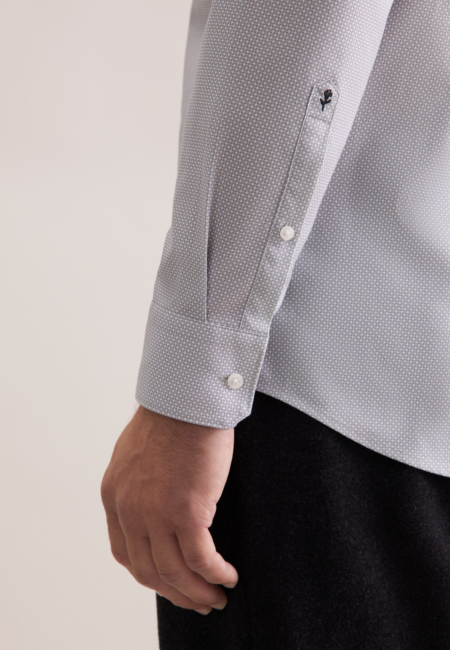 seidensticker Businessoverhemd Zwarte roos Regular 1/1 Bedekte Button-Down-kraag print