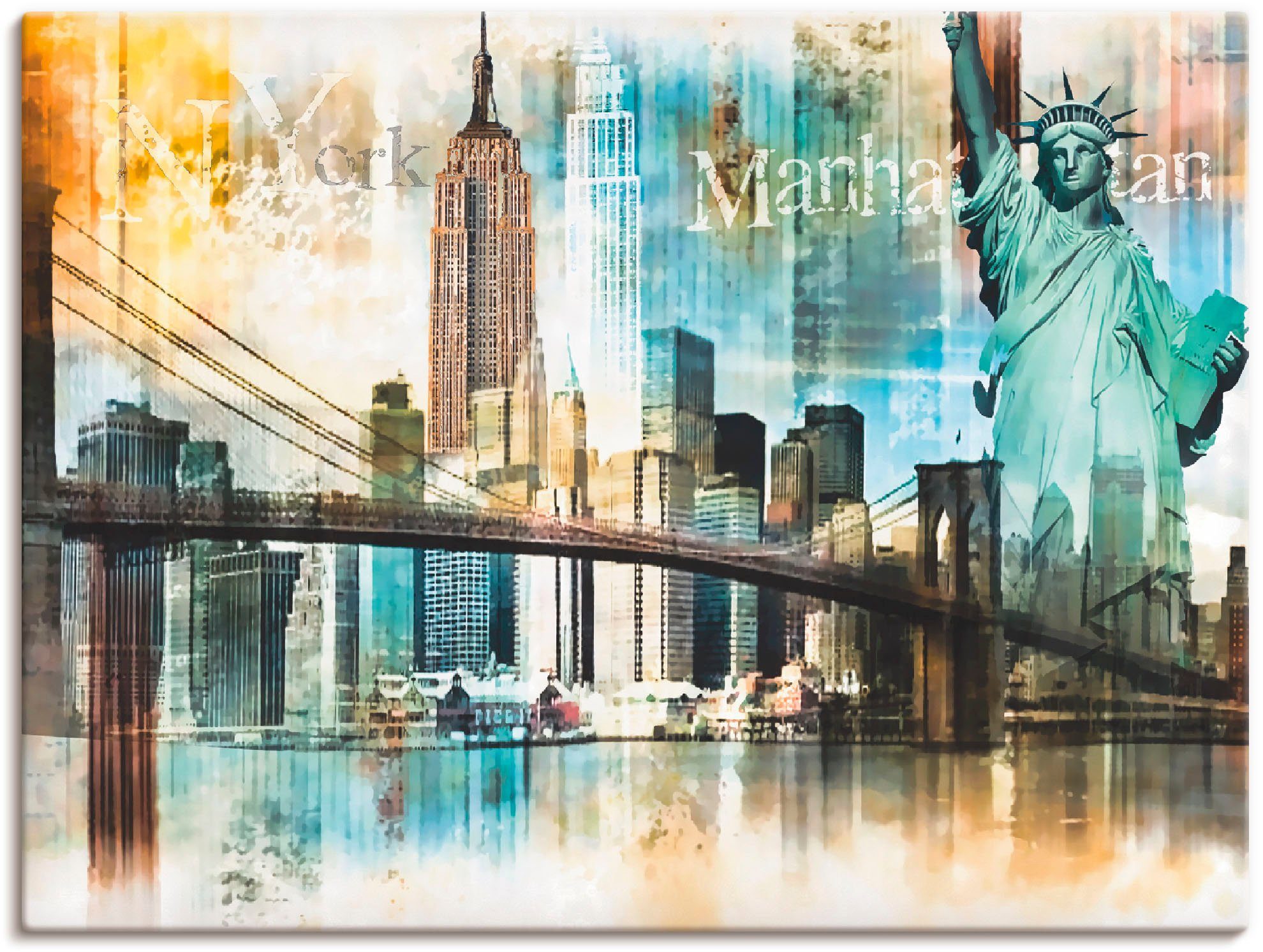 Artland Artprint New York skyline collage IV in vele afmetingen & productsoorten -artprint op linnen, poster, muursticker / wandfolie ook geschikt voor de badkamer (1 stuk)