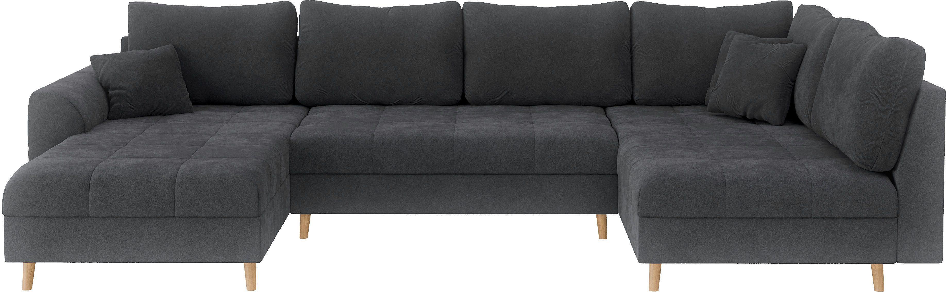 Home affaire Zithoek CHARRE U-vorm met ottomane, afmetingen B/D/H: 310/161/81 cm fijne stiksels, losse rug- en sierkussens, ook in cord en bouclé