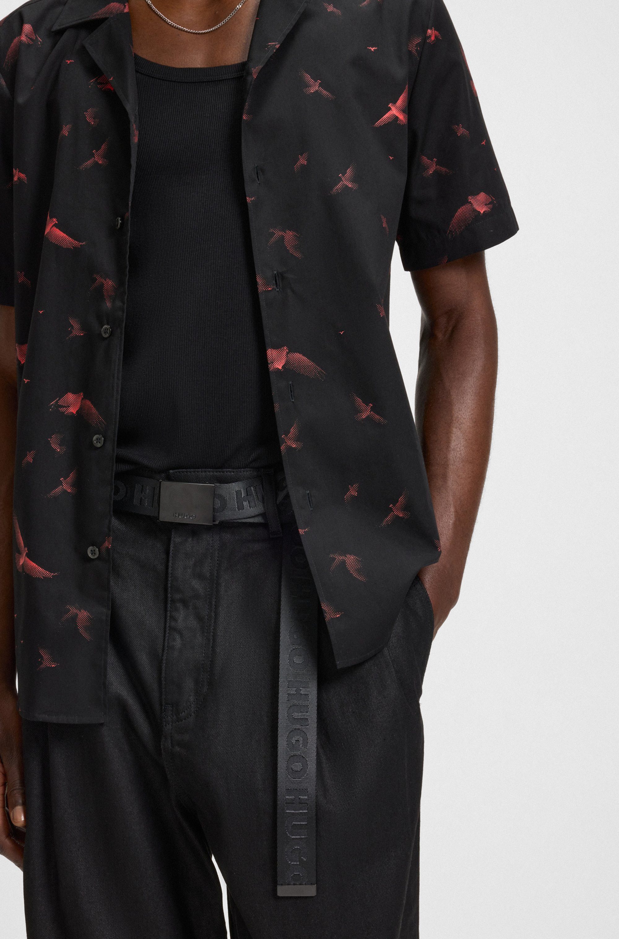 HUGO Stoffen riem Garratt-Tp-HUGO_Os35 met jacquard logo-tekst