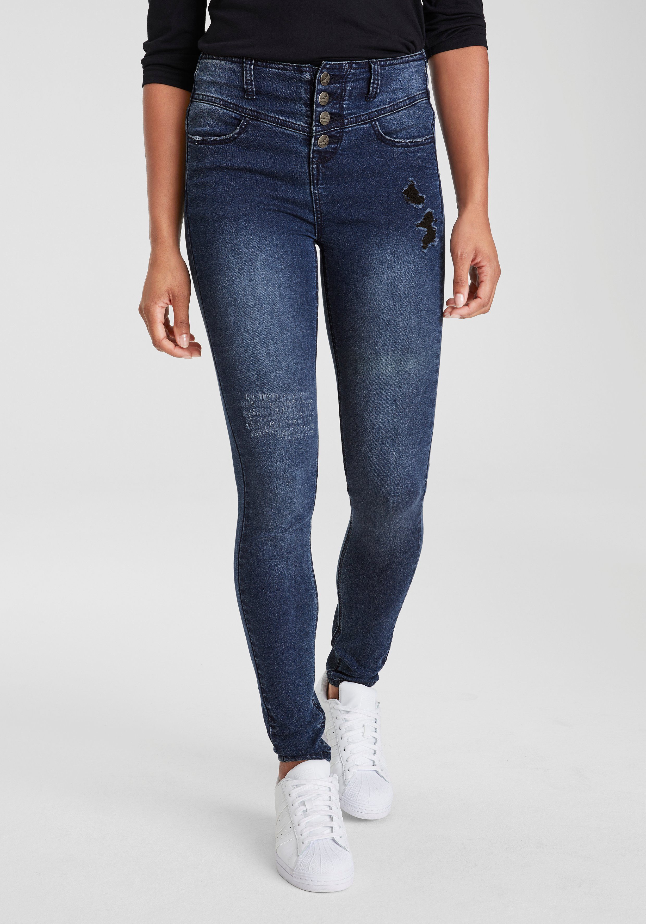 Arizona Skinny fit jeans Ultra Stretch hoge taille enkel-lang elastisch denim-materiaal