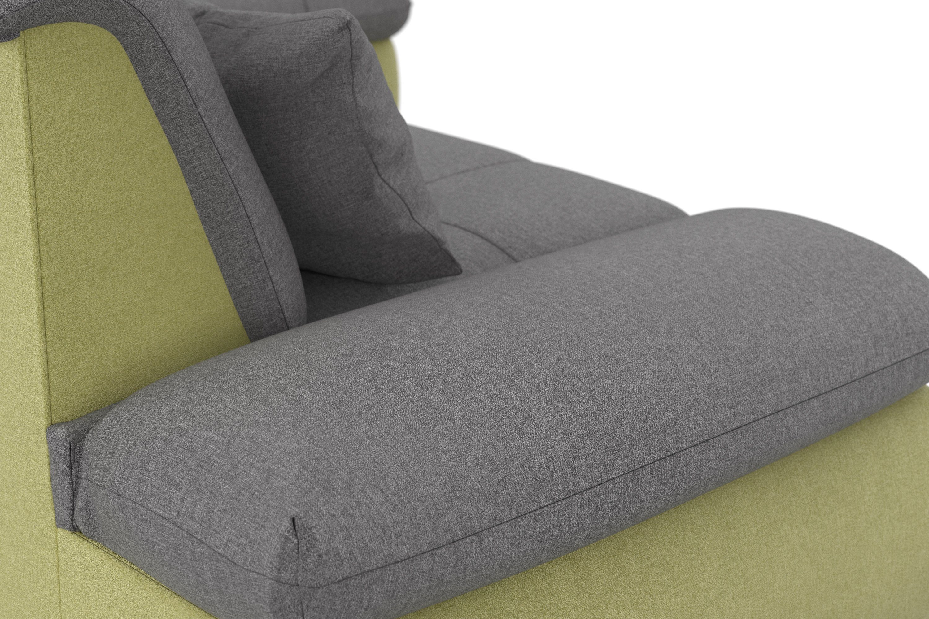 DOMO collection Hoekbank Moric, L-vorm, XXL-bank - Breedte 300cm keuze met bedfunctie en armleuningverstelling, donkergroen