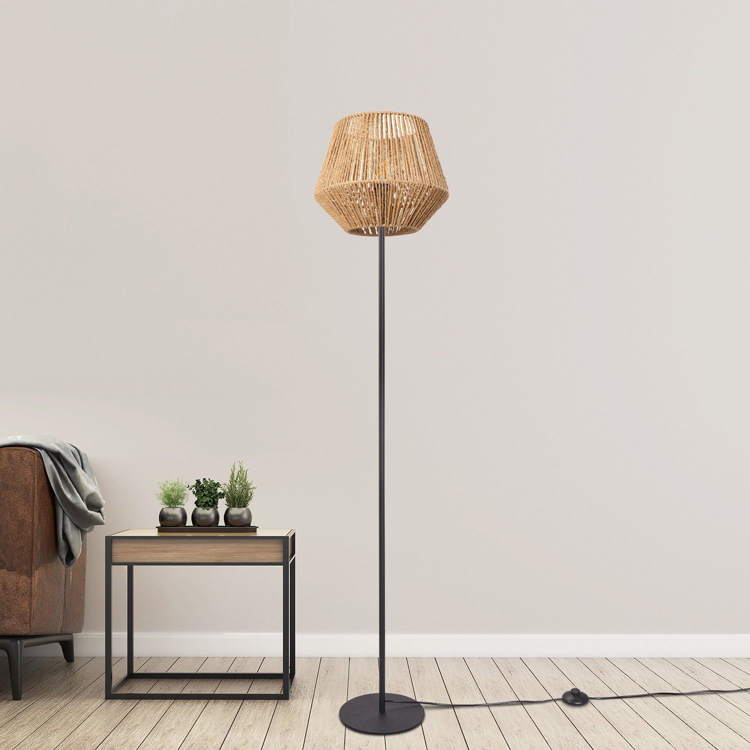 Paco Home Staande lamp Pinto moderne led lamp in boho-look, woonkamer, slaapkamer, fitting e27