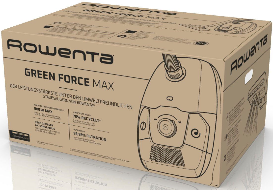 Rowenta Stofzuiger RO4933 Green Force max, 45 L stofzak, 900 W max 99,98% filtratie, milieuvriendelijk, van gerecycled kunststof, ro4933