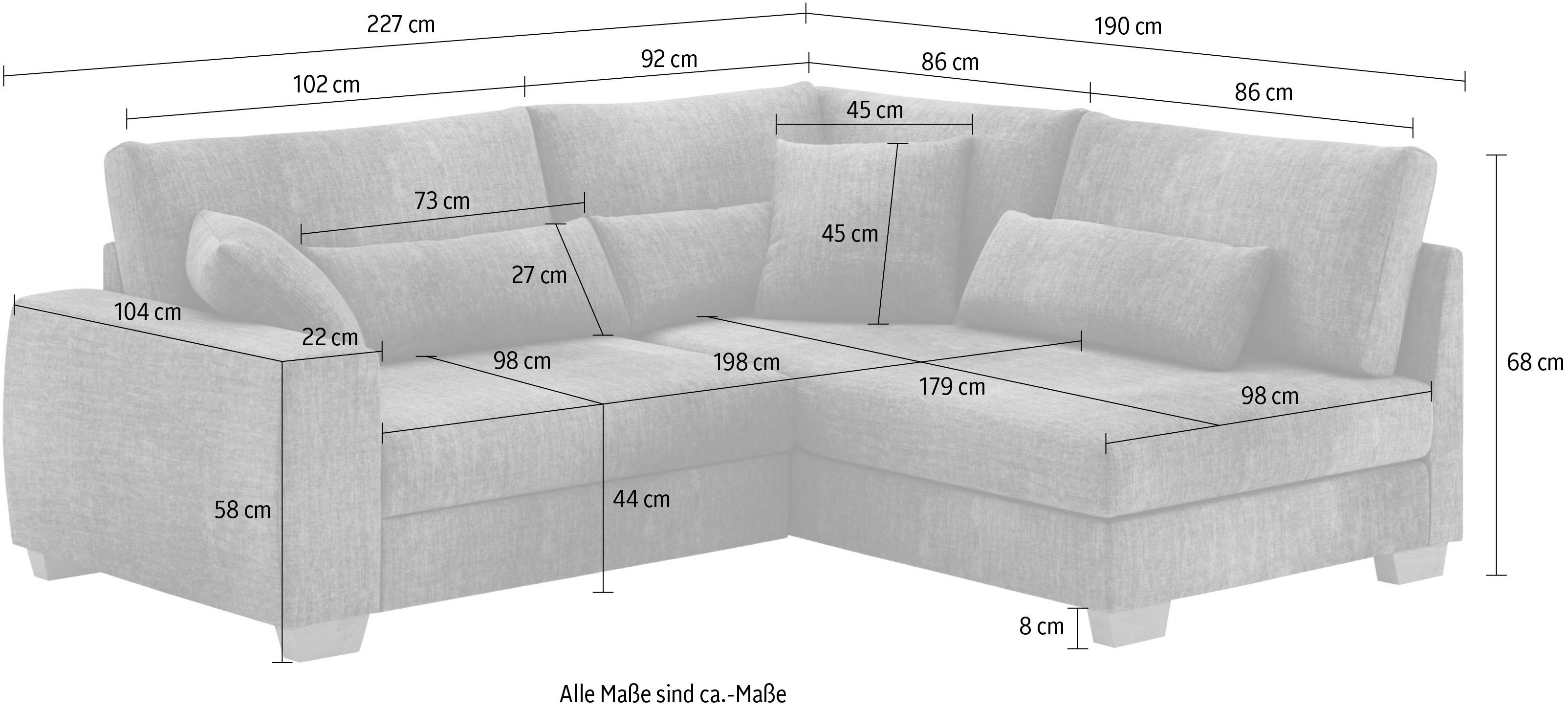 Mr. Couch Hoekbank Helena L-vorm Met binnenvering, optioneel met bed en pocketvering