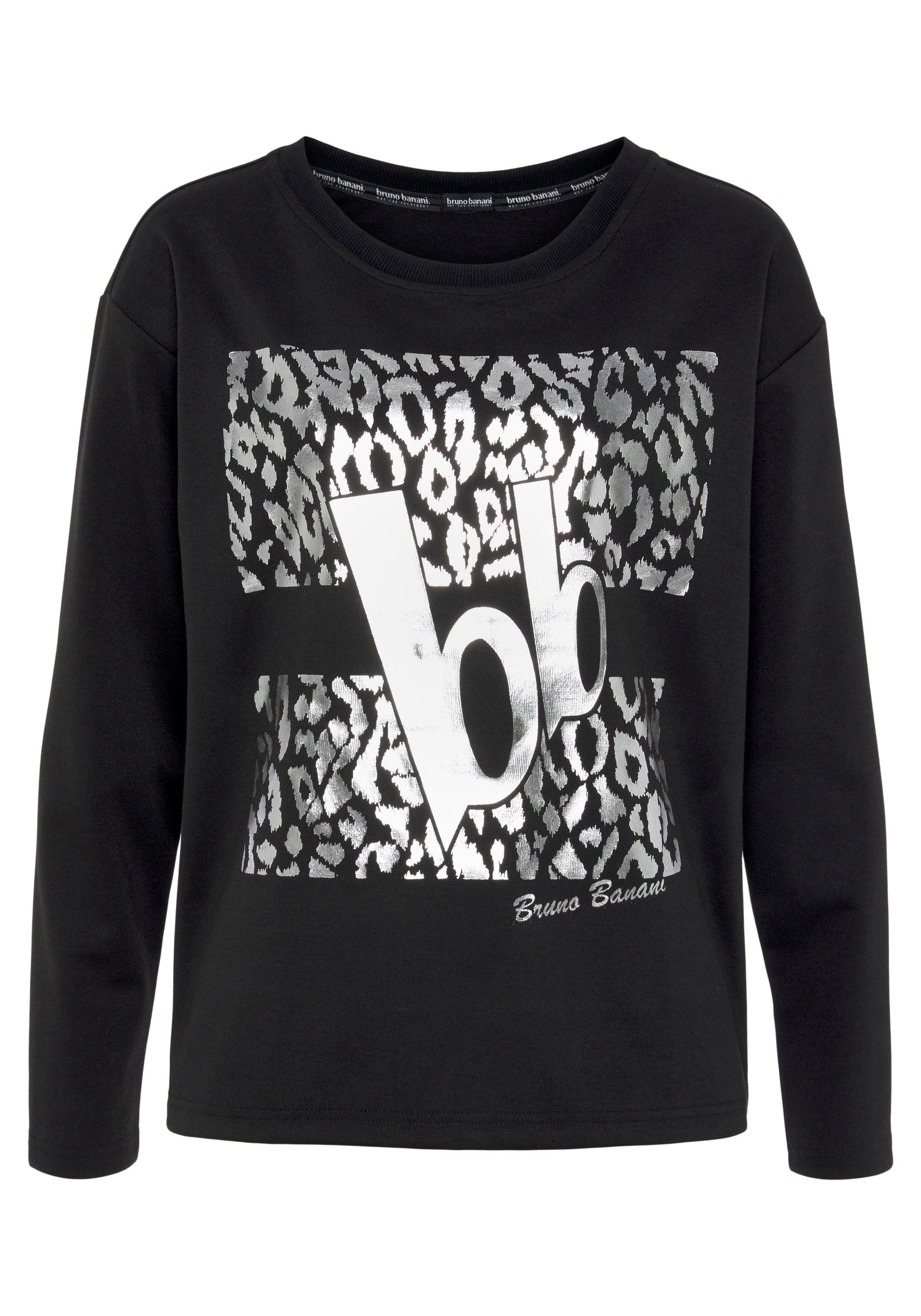 Bruno Banani Sweatshirt zilverkleurige leo-print nieuwe collectie