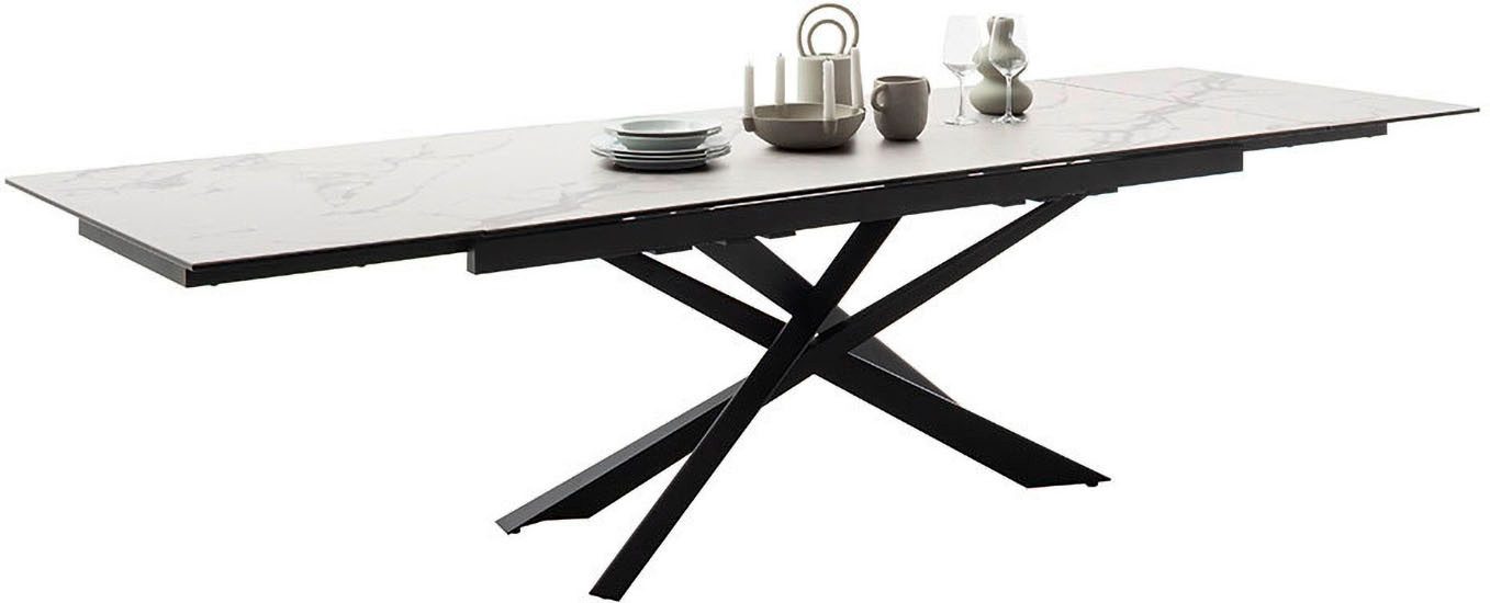 MCA furniture Eettafel TESERO uitschuifbare tafel 200-300 cm Keramiek, metaal, marmer-look, uittrekbaar, belastbaar tot 100 kg, 10-12 personen