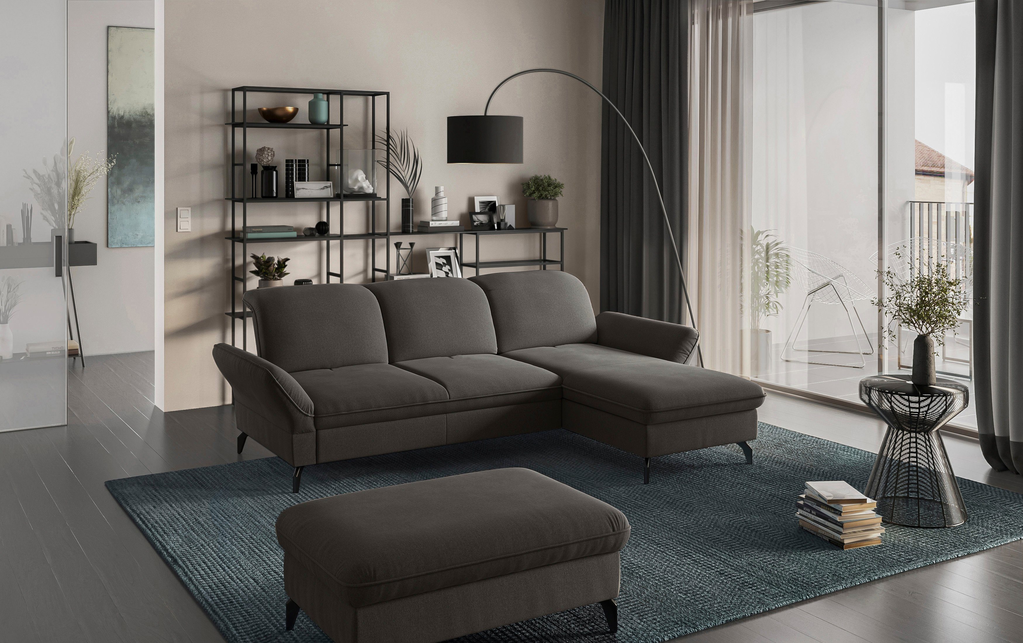 sit&more Hocker Leandro met zwart metalen voetjes