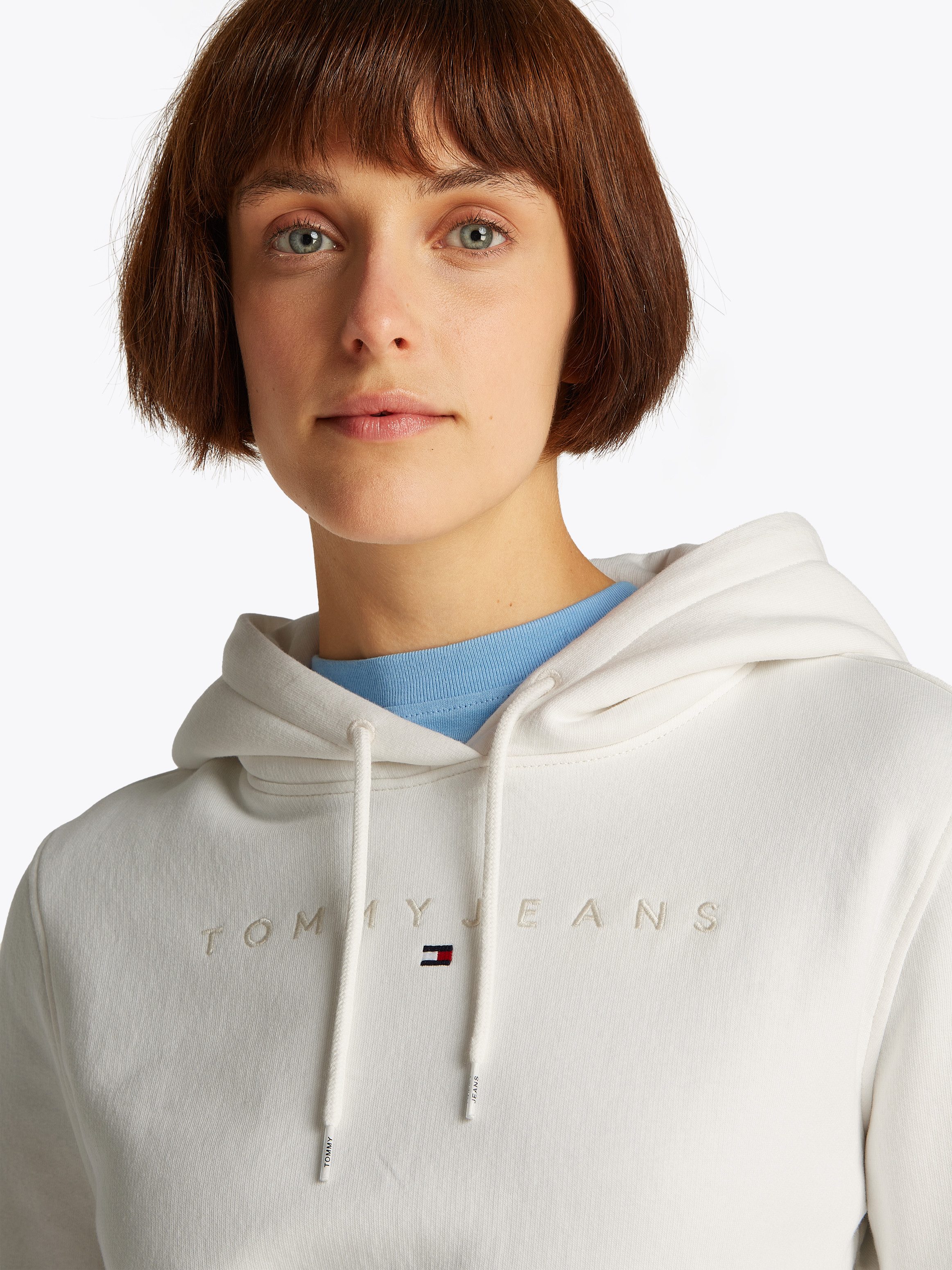 Tommy Jeans Curve Hoodie TJW REG TONAL LINEAR HOODIE EXT in grote maten, capuchon, logo-borduursel