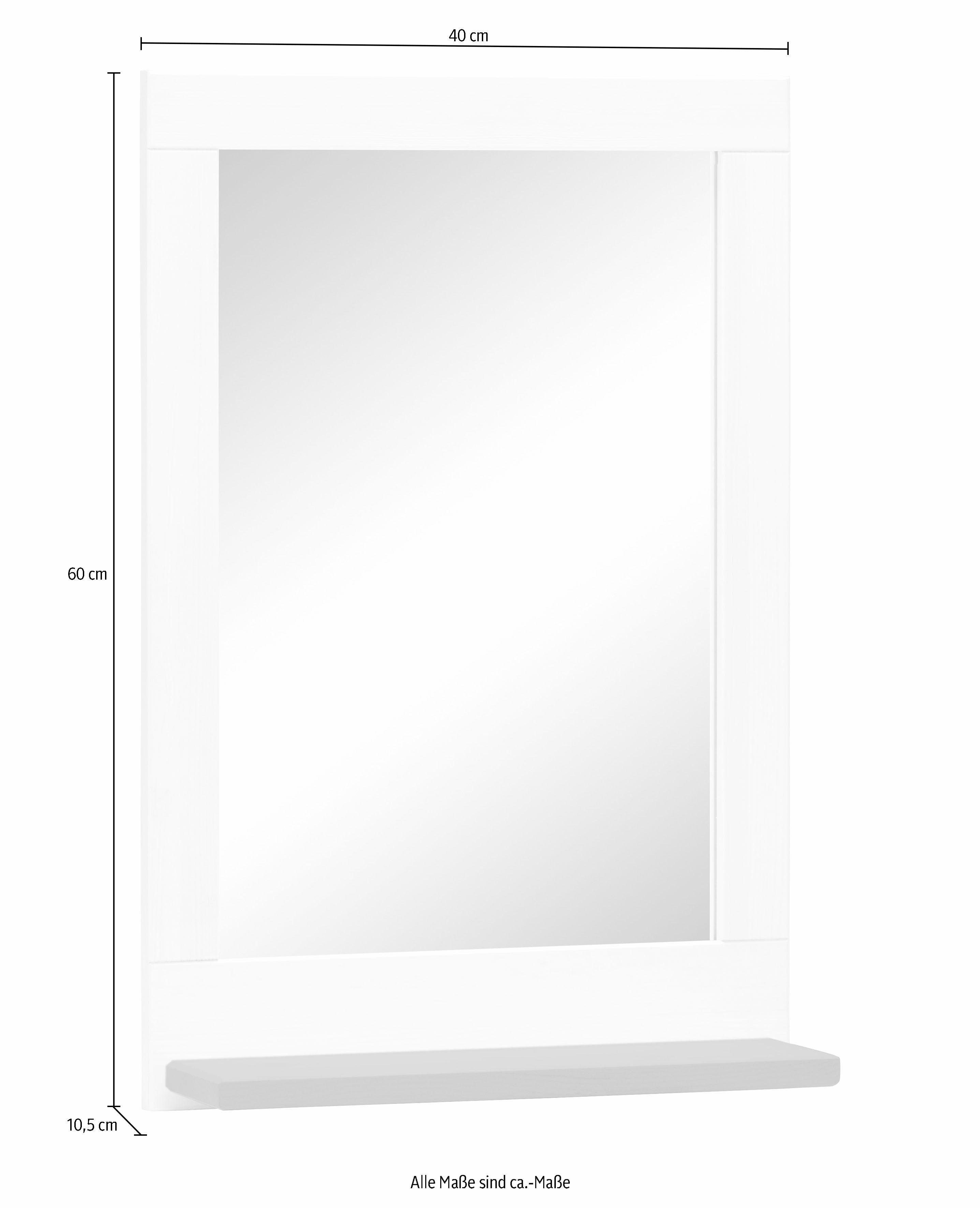 Home affaire Badspiegel Josie van massief hout, 40x60 cm, van massief hout, met plank