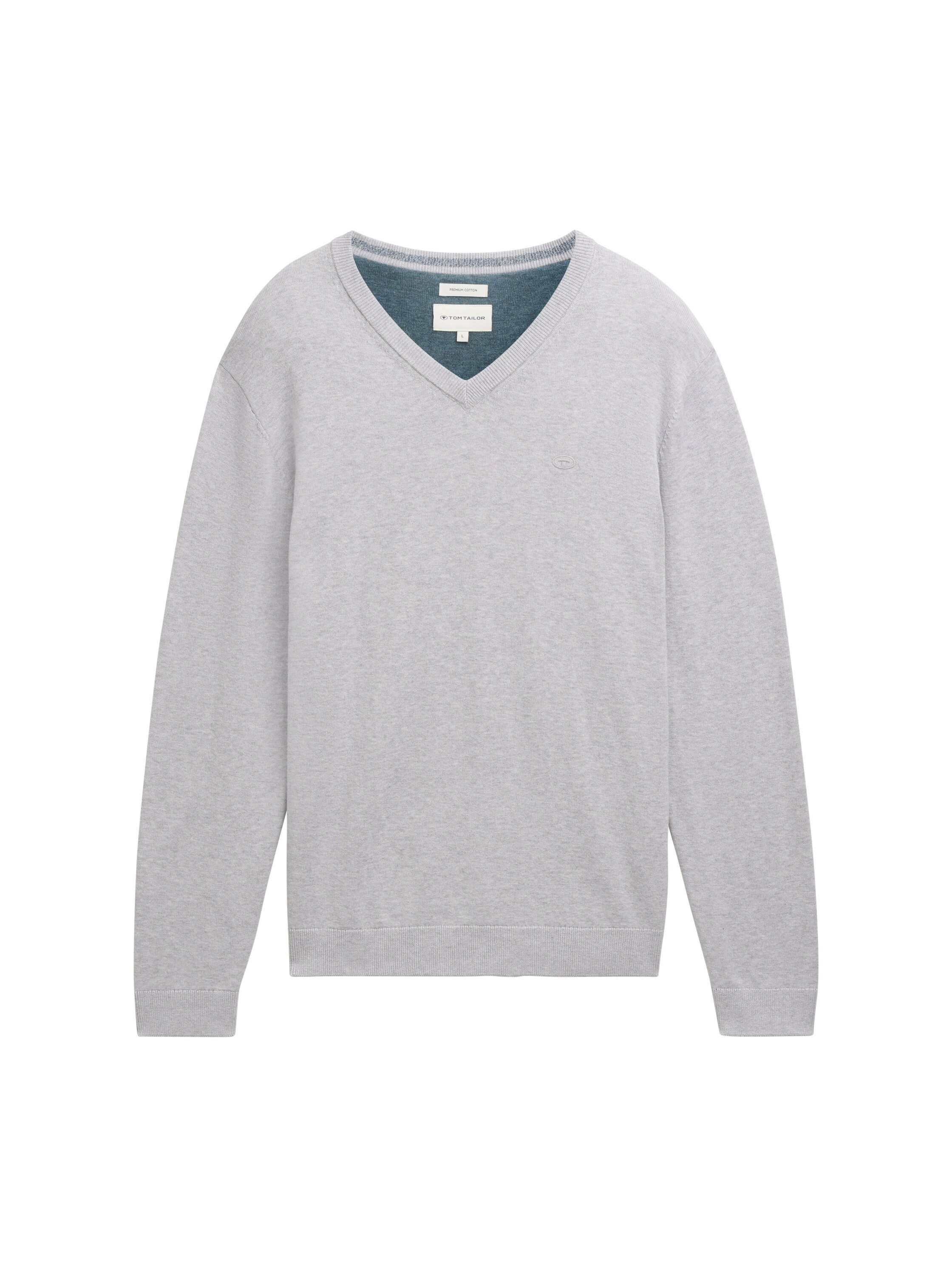 Tom Tailor Trui met V-hals met klein logoborduursel