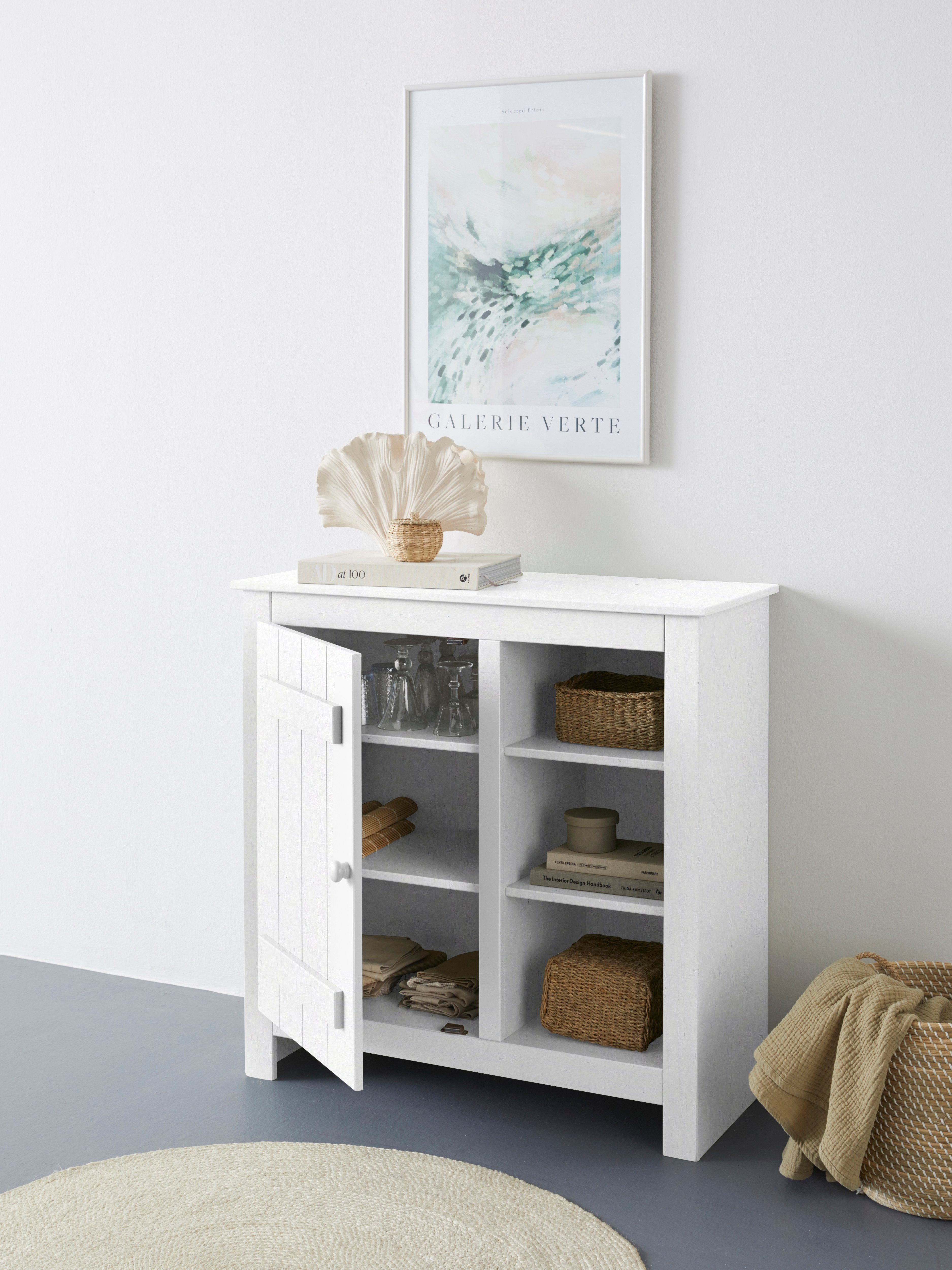 Home affaire Bergkast Bertram Massief hout, 4 verstelbare planken, magnetische sluiting, hoogte 90 cm