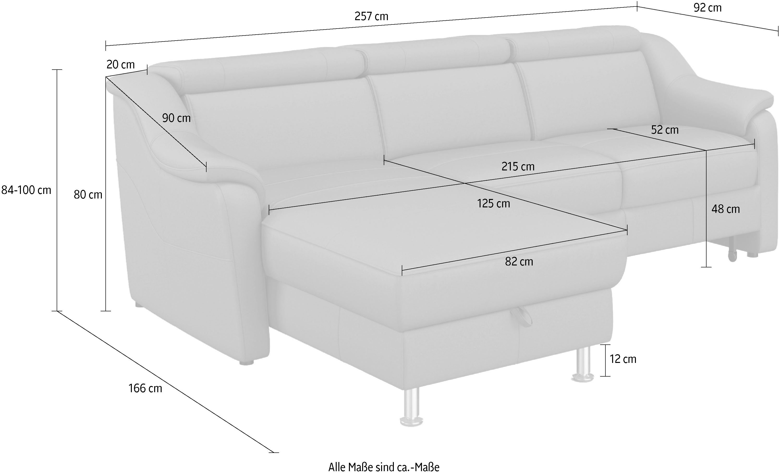 sit&more Hoekbank Freetown L-vorm met verstelbare hoofdsteun en comfortabele binnenvering