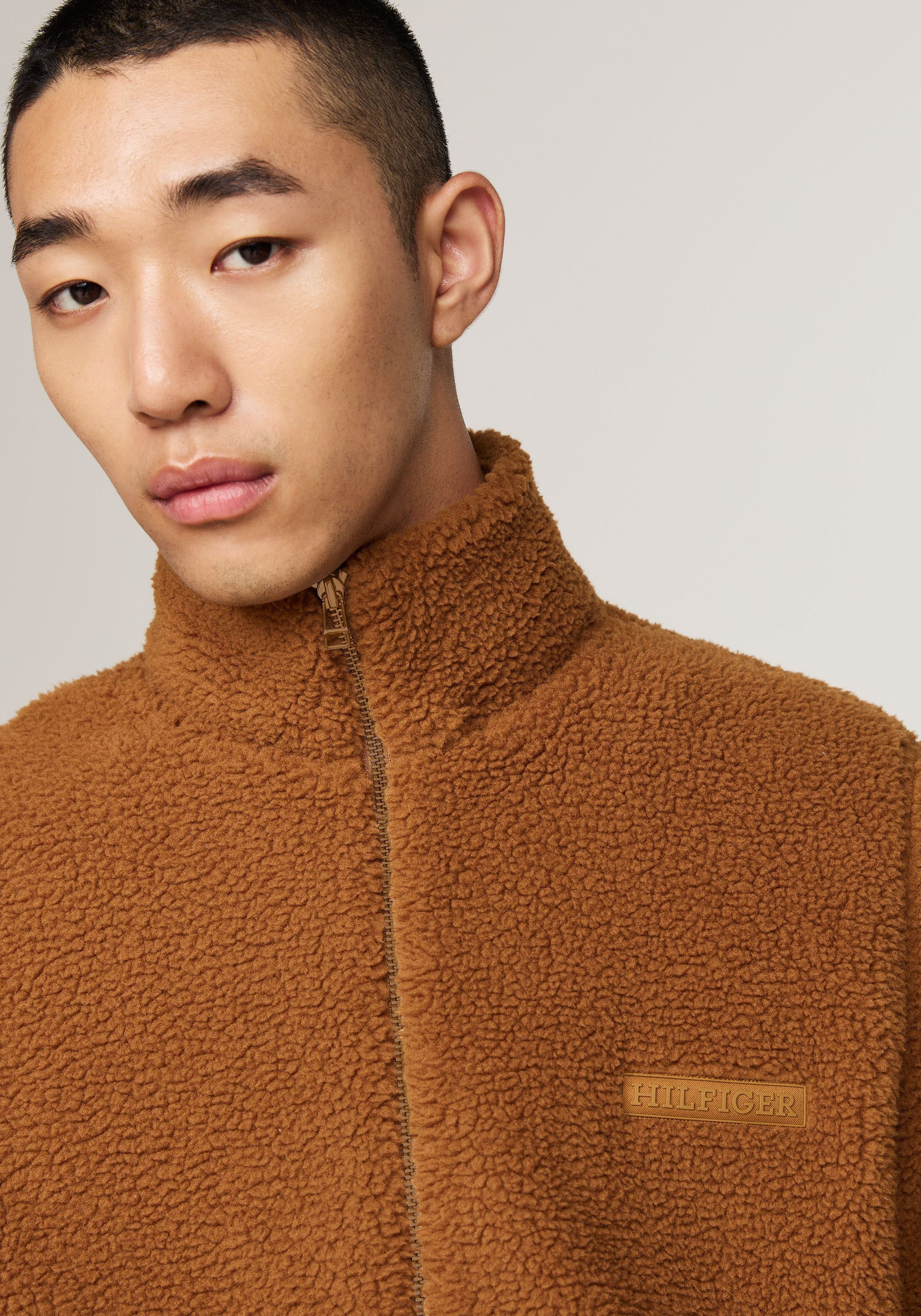 Tommy Hilfiger Sweatvest MONOTYPE TEXTURED FLEECE ZT van gestructureerd teddy-fleece