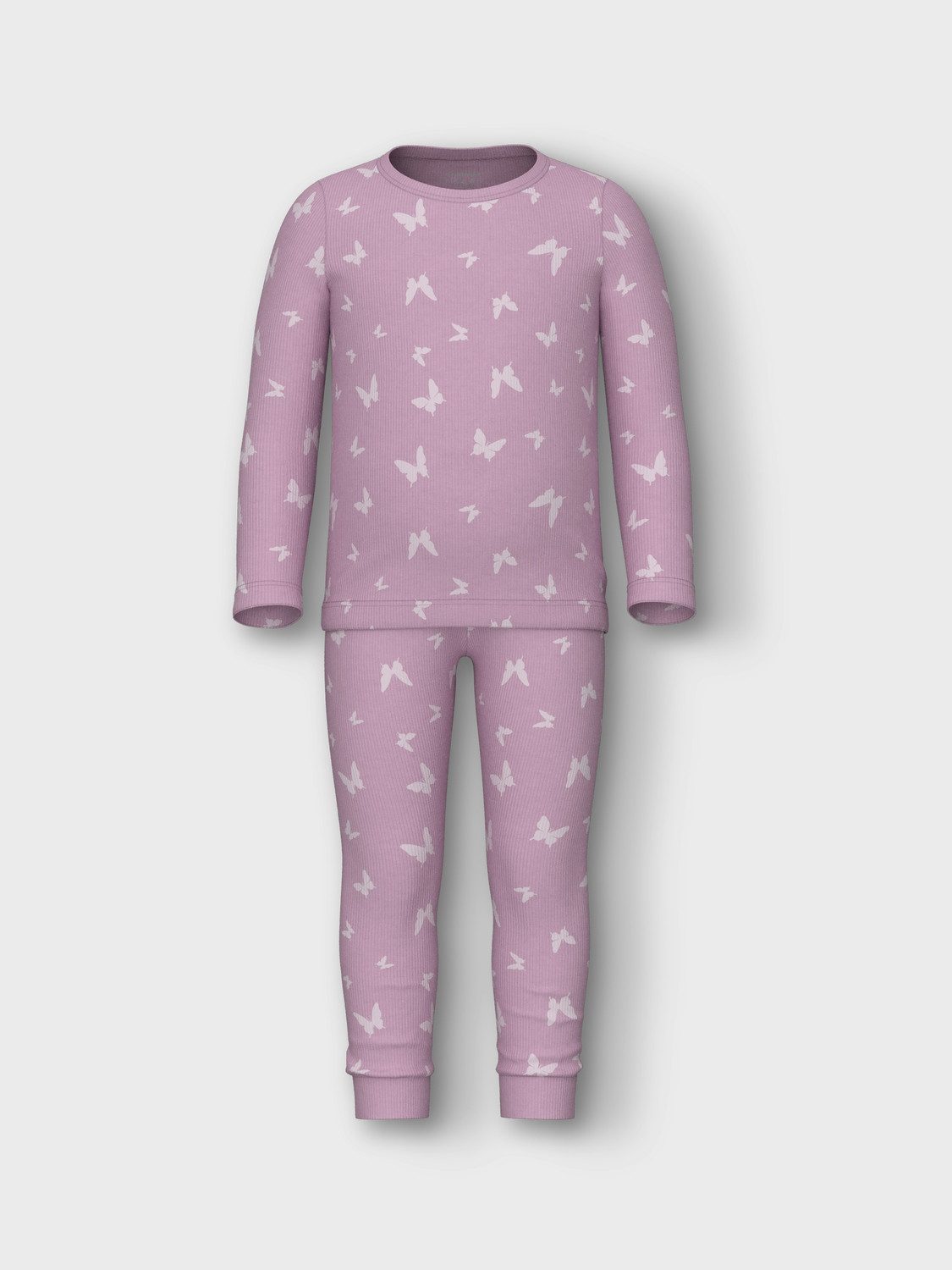 Name It Pyjama NMFNIGHTSET PINK BUTTERFLY RIB NOOS (set 2-delig)
