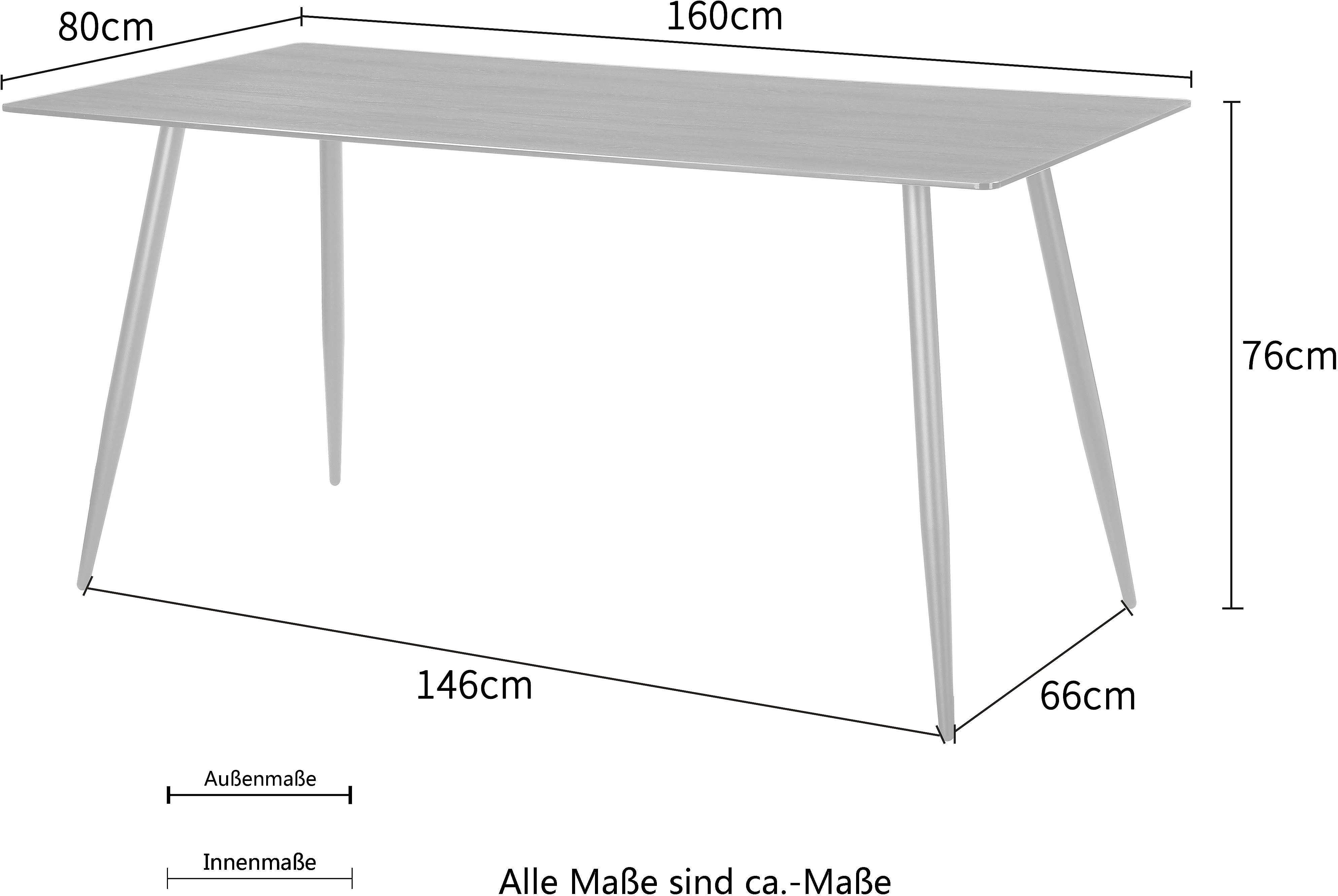 Home affaire Eettafel Turah, TOPSELLER!, OTTOs keuze met glazen blad in houtlook, tijdloos ontwerp, onderhoudsvriendelijk