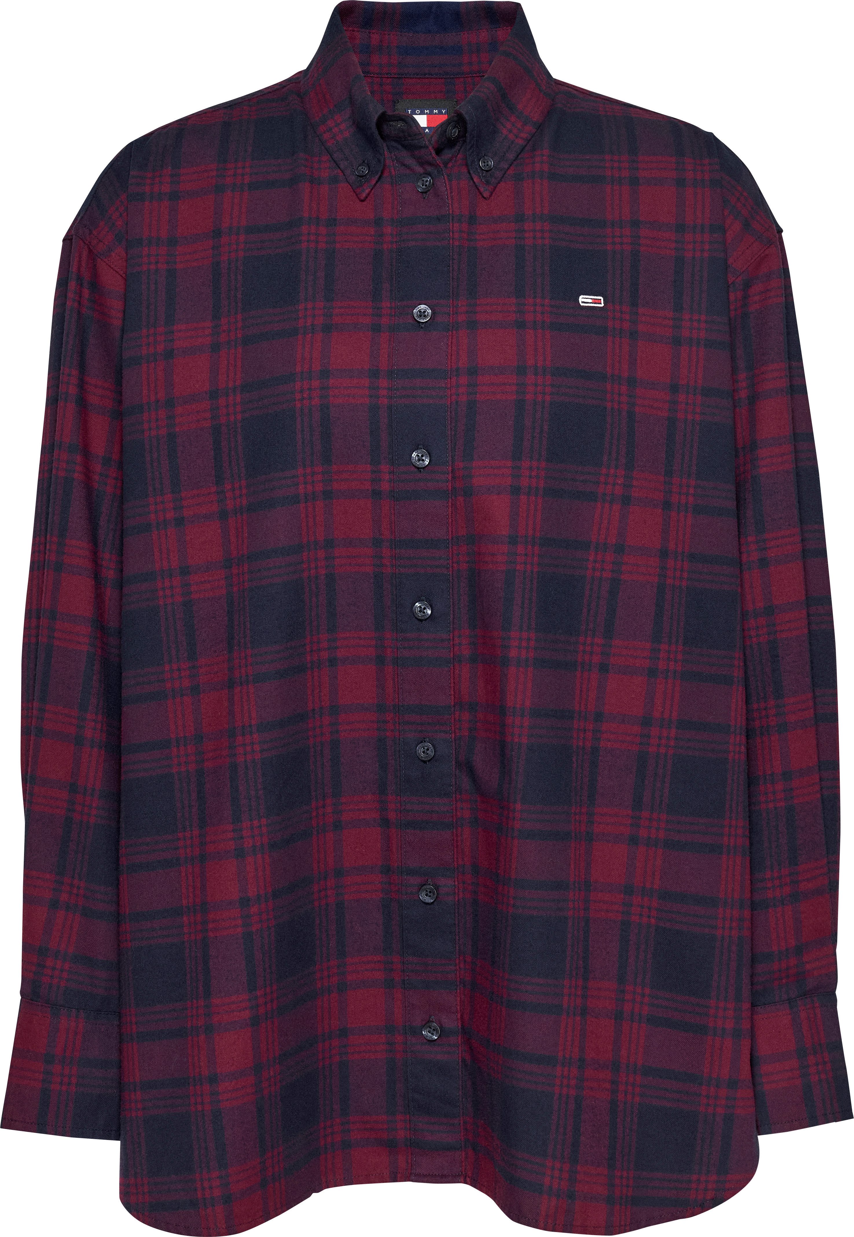Tommy Jeans Curve Overhemdblouse TJW RLX TARTAN CHECK SHIRT EXT in grote maten met logo-borduurwerk