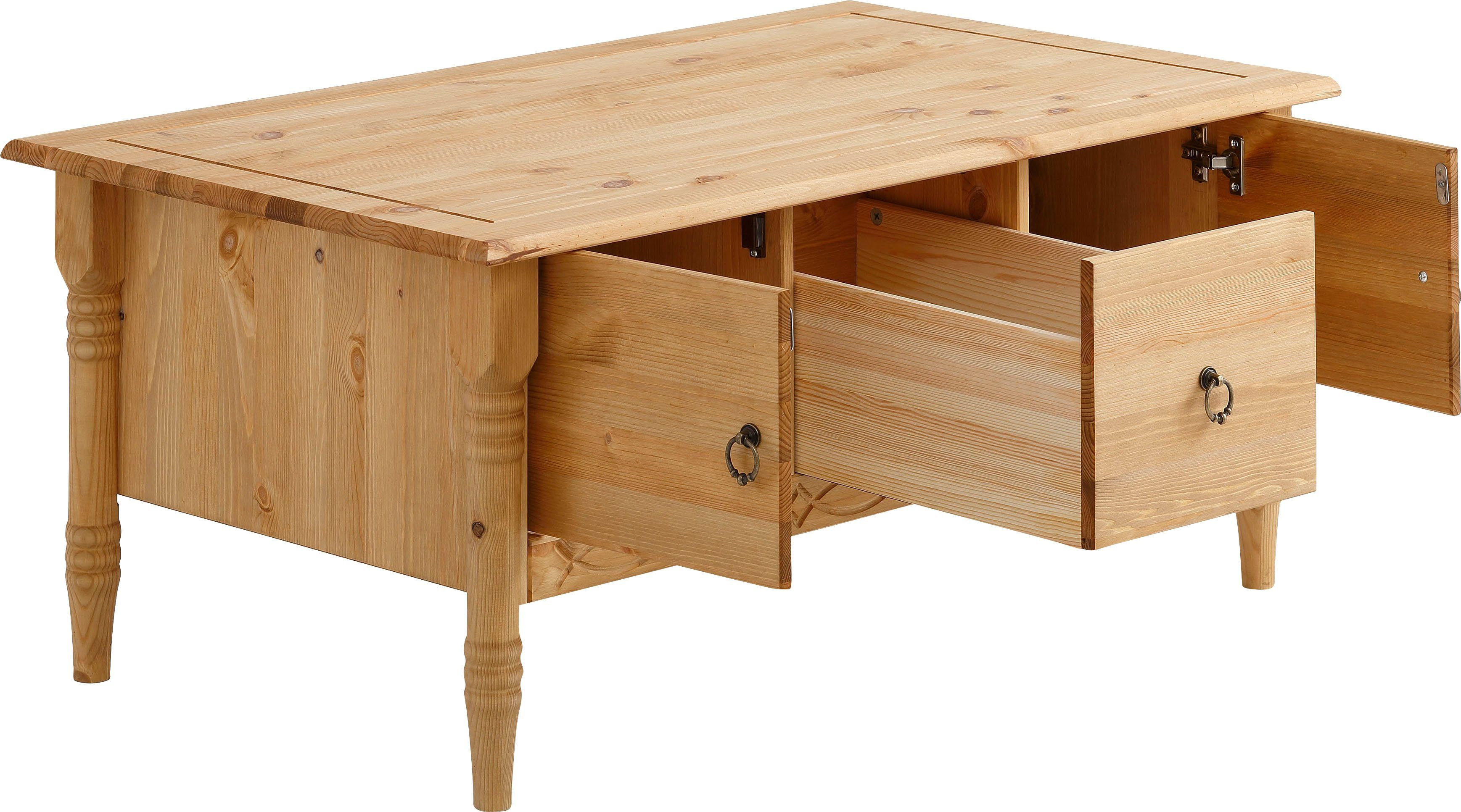 Home affaire Salontafel Indra van massief dennenhout, fsc®, met opbergruimte, discreet ornament