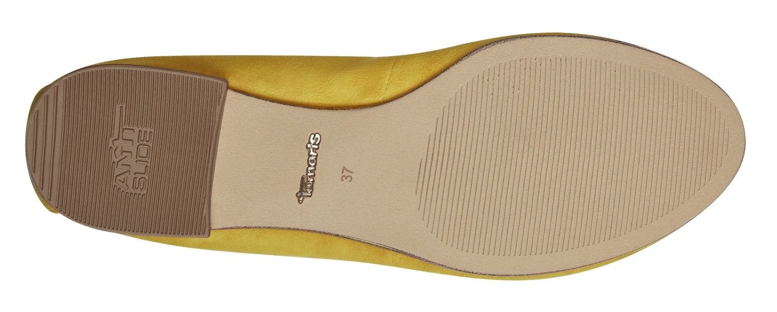 Tamaris Ballerina's , blockhak, business schoen, instapschoen met schattige decoratieve strik