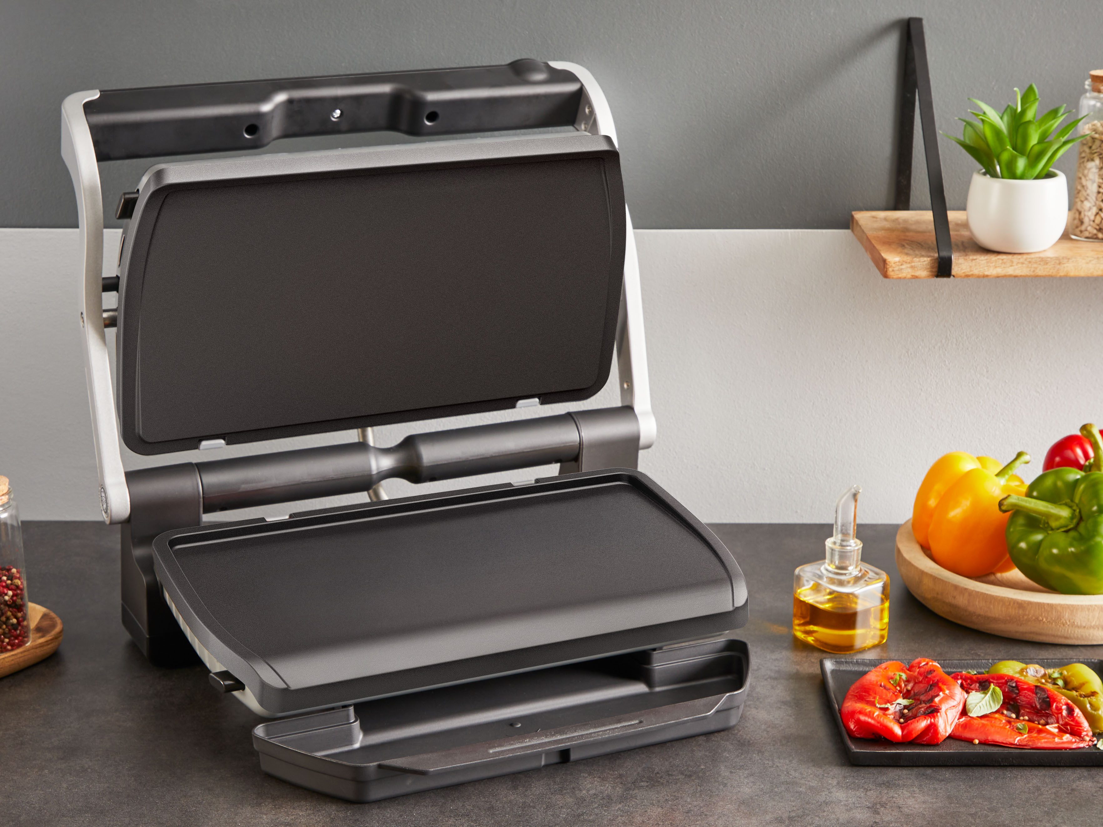 Tefal Bakplaat XA7298 OptiGrill Plancha-platen XL, voor gevoelige ingrediënten, anti-aanbak aluminium drukgiet (set)