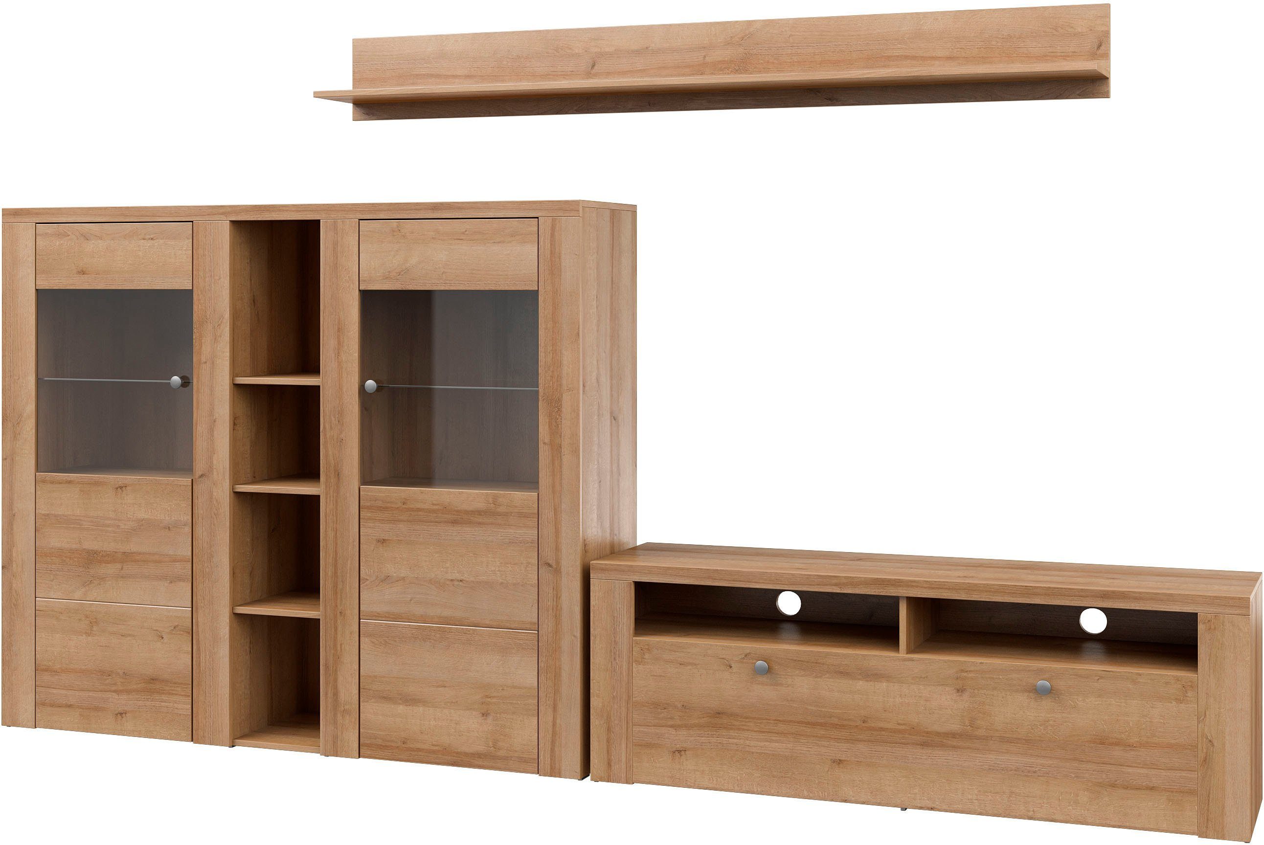 Home affaire Wandmeubel Larona, Woonwand, 3-delig set, bestaande uit 1 tv-kast, 1 hoge kast, 1 wandplank (3-delig) tv-wandmeubels beige