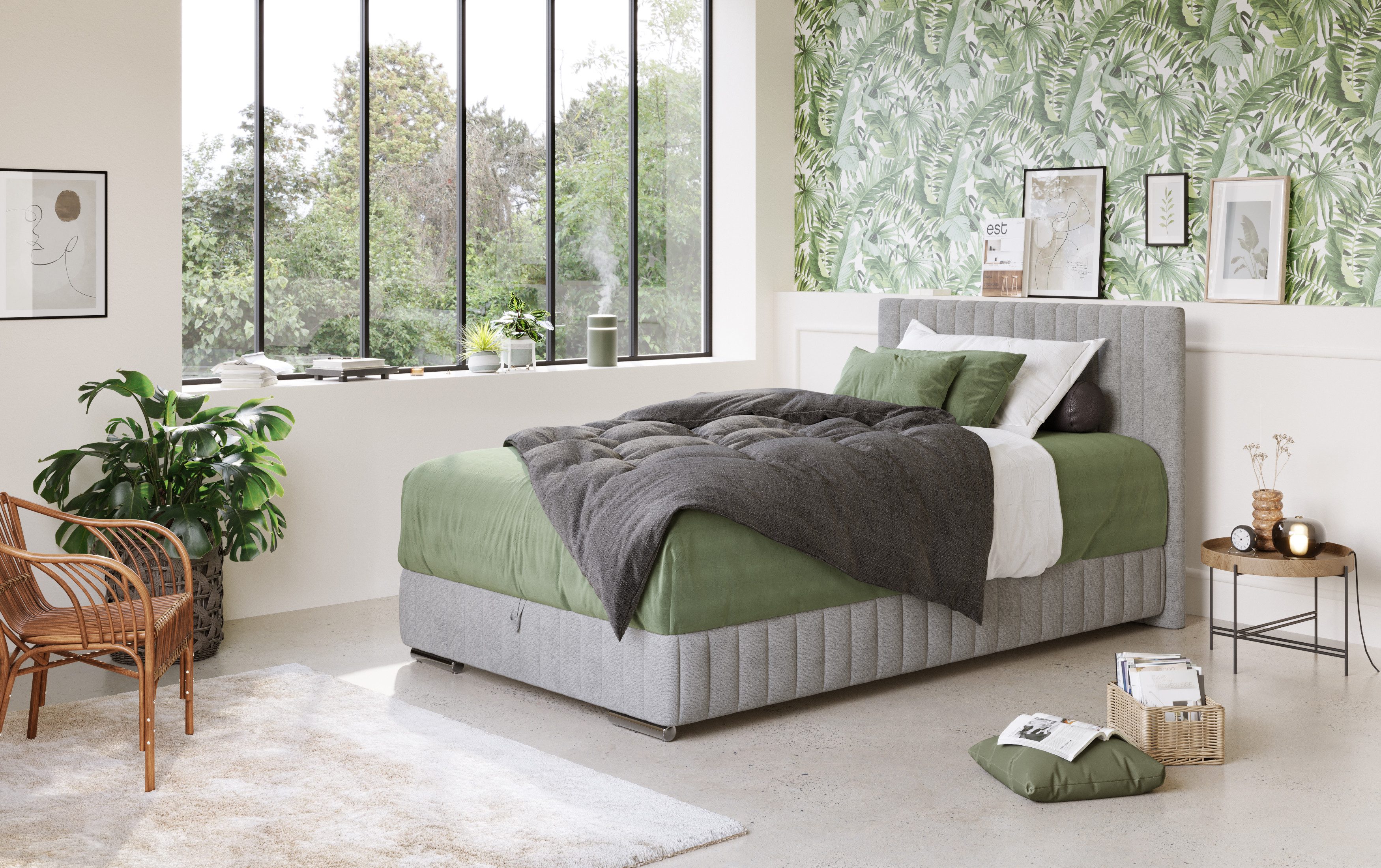 COTTA Boxspring Beetle incl. matrastopper en bedlade boxsprings grijs