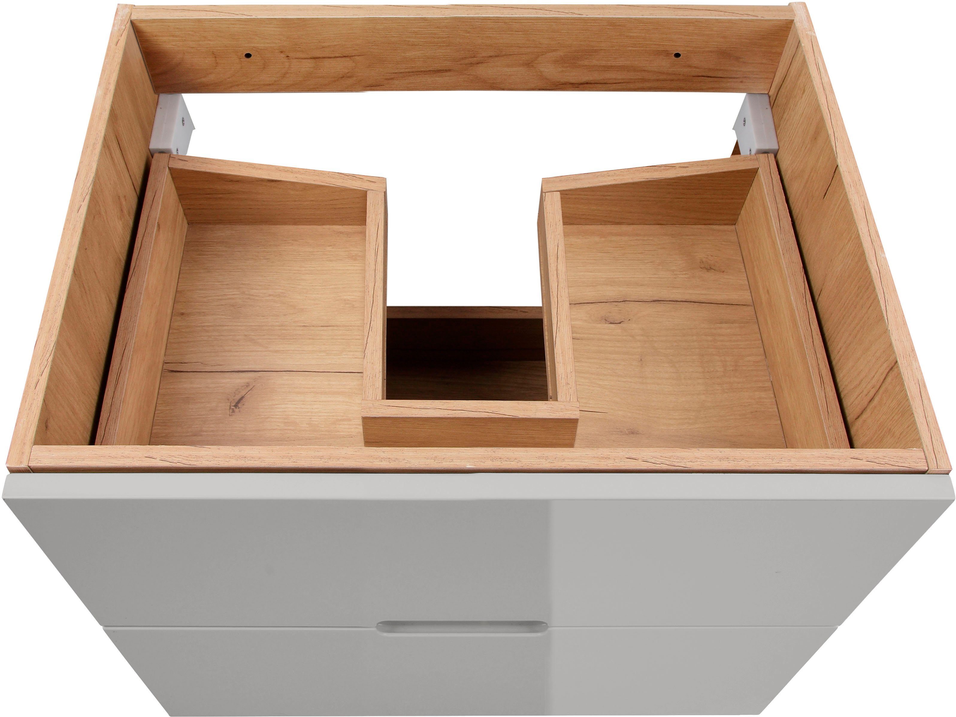 welltime Badkamerserie Lund badkamermeubelset badkamerkast badkamerset Spiegelkast, wastafelonderkast en wasbak breedte 60 cm (complete set)