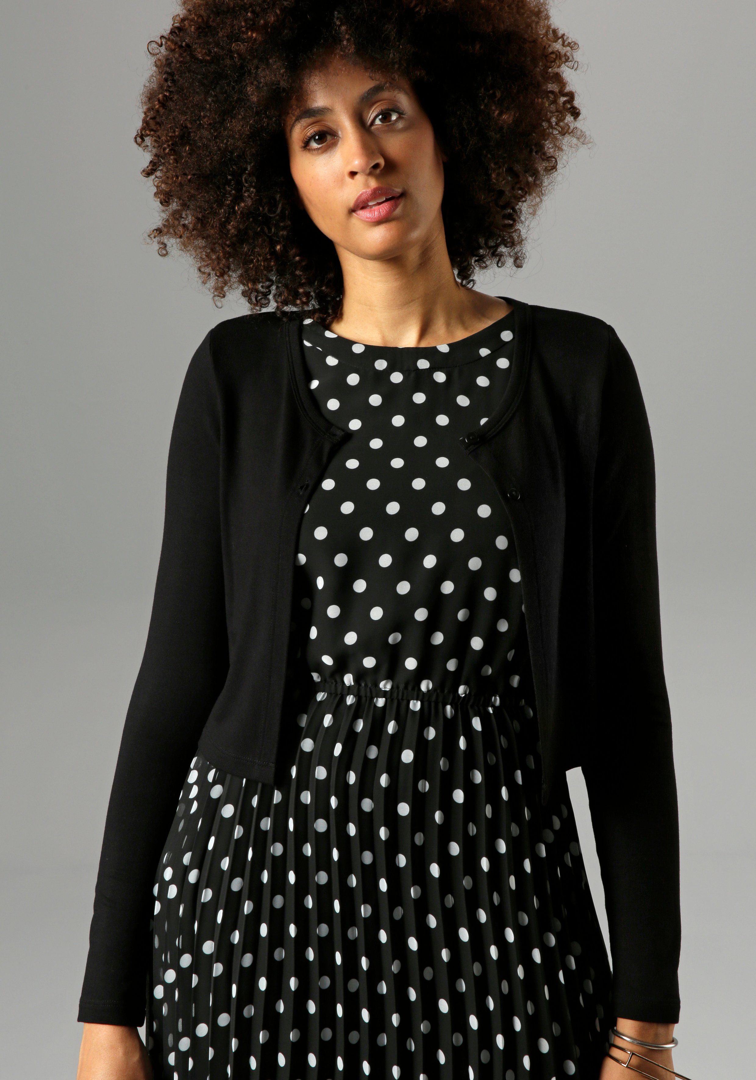 Aniston SELECTED Bolero met 2 knopen dames bolero's maat 46 zwart