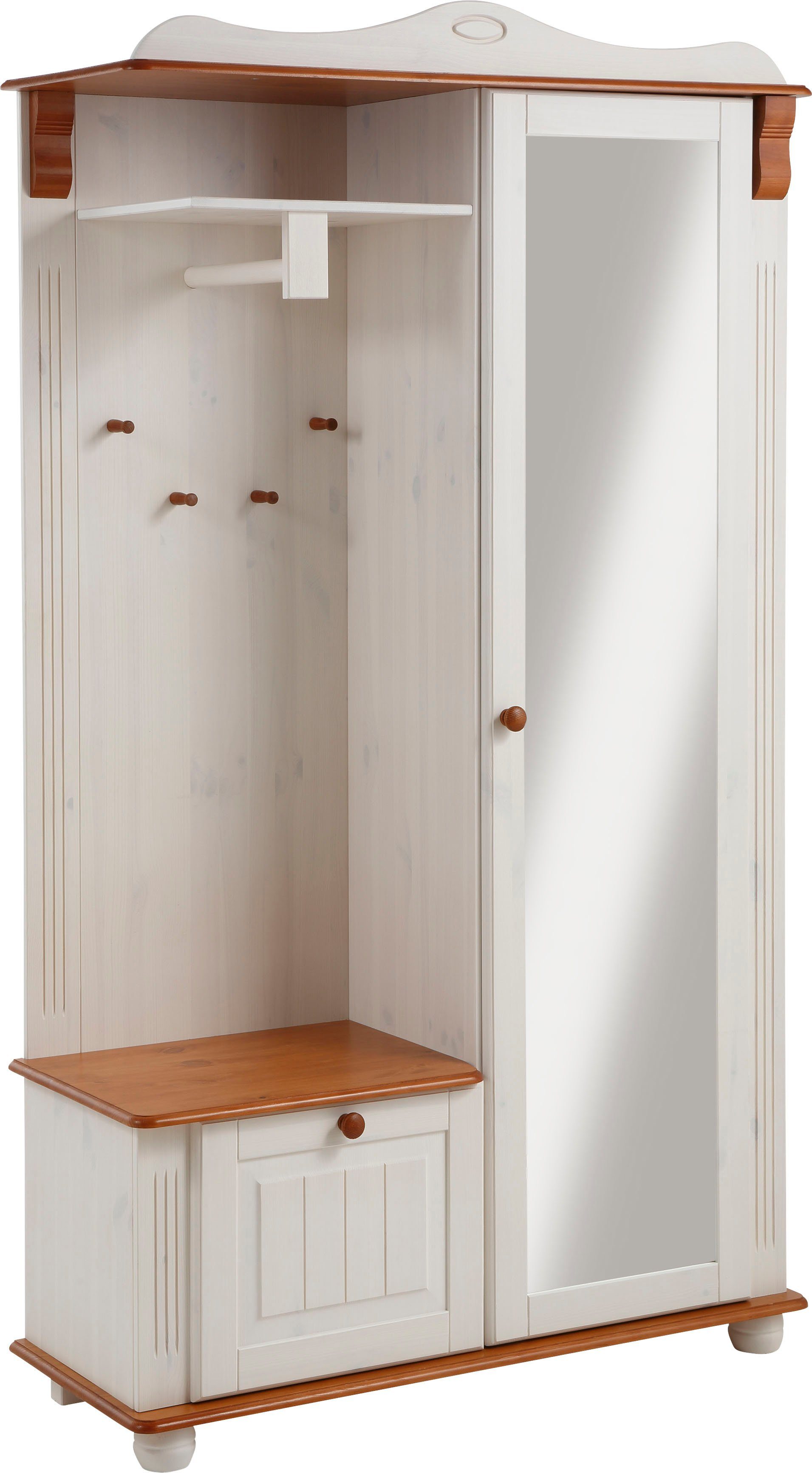 Home affaire Compact kapstokmeubel ADELE Breedte 108 cm, met spiegeldeur, van massief grenen, FSC®