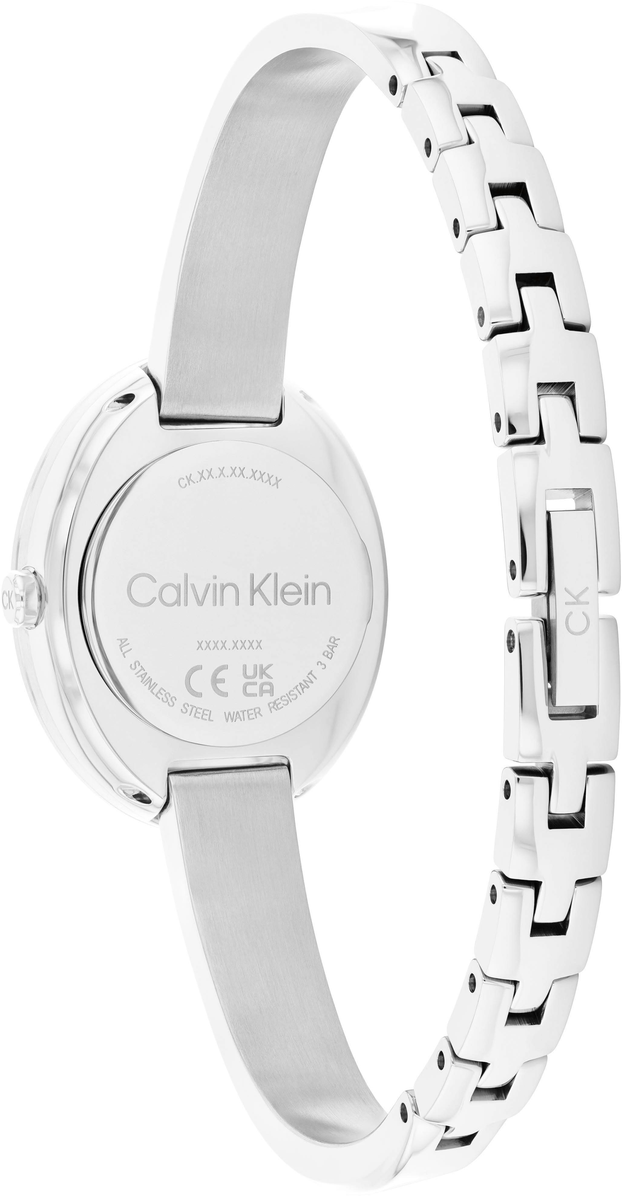 Calvin Klein Kwartshorloge TWISTED BEZEL BANGLE Horloge, dameshorloge, stalen band, analoog