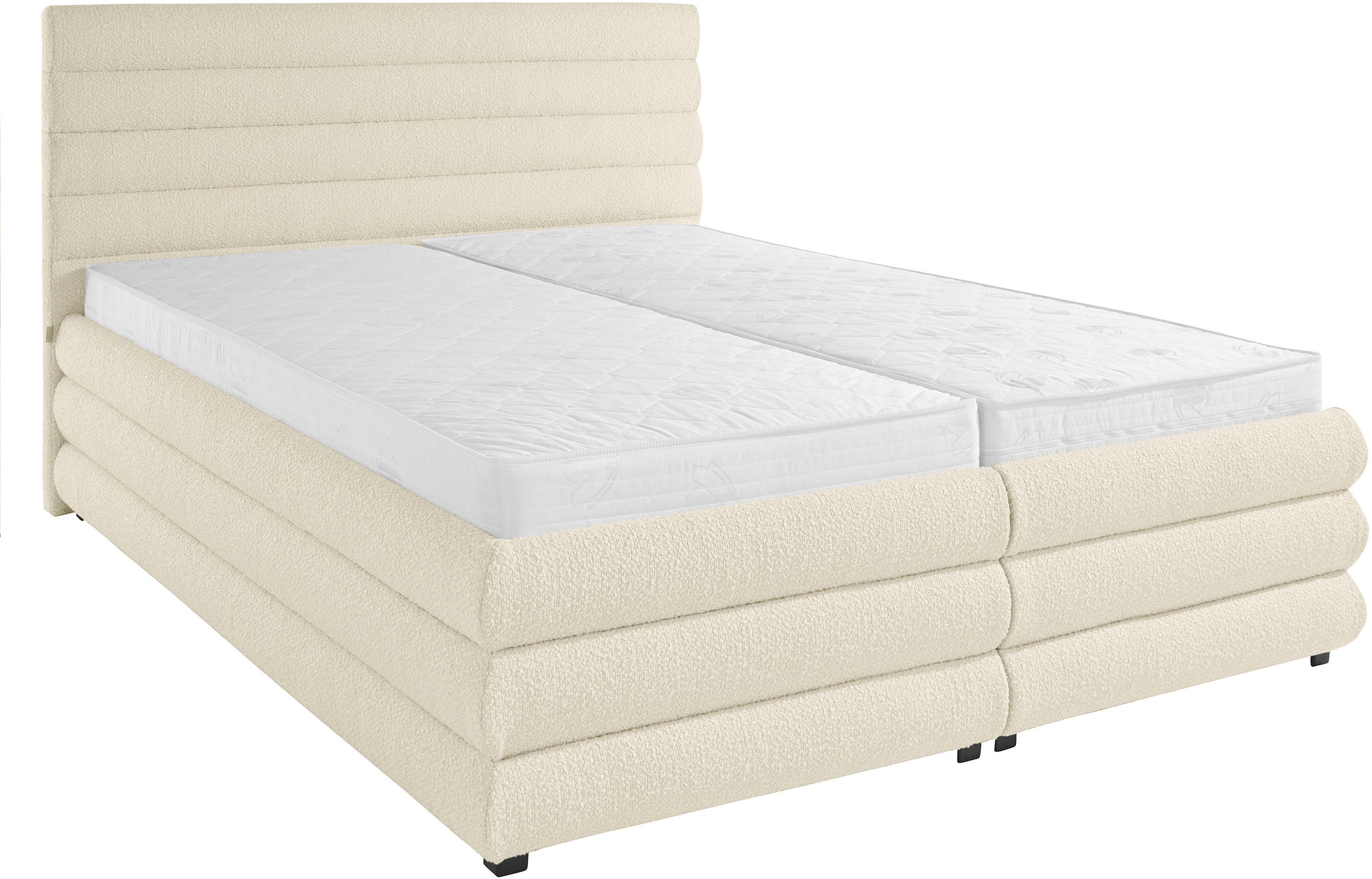 LeGer Home by Lena Gercke Gestoffeerd bed Maylis bouclé naar keuze met en zonder matras en lattenbodem, ook in 200 cm breedte