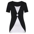 vivance 2-in-1-shirt met ringdetail aan de voorkant, t-shirt, shirt met korte mouwen, losse pasvorm zwart