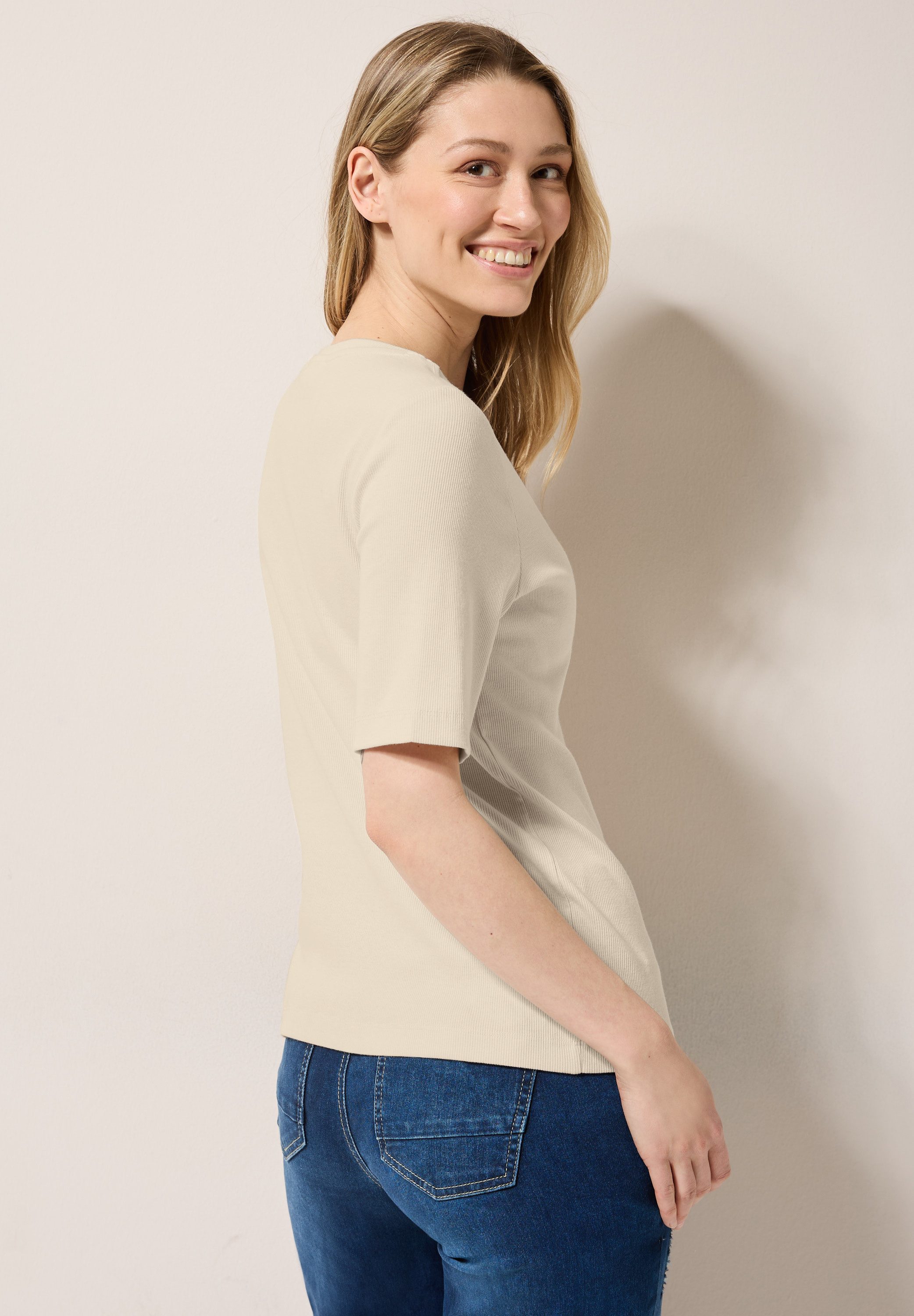Cecil T-shirt met fijne ribstructuur