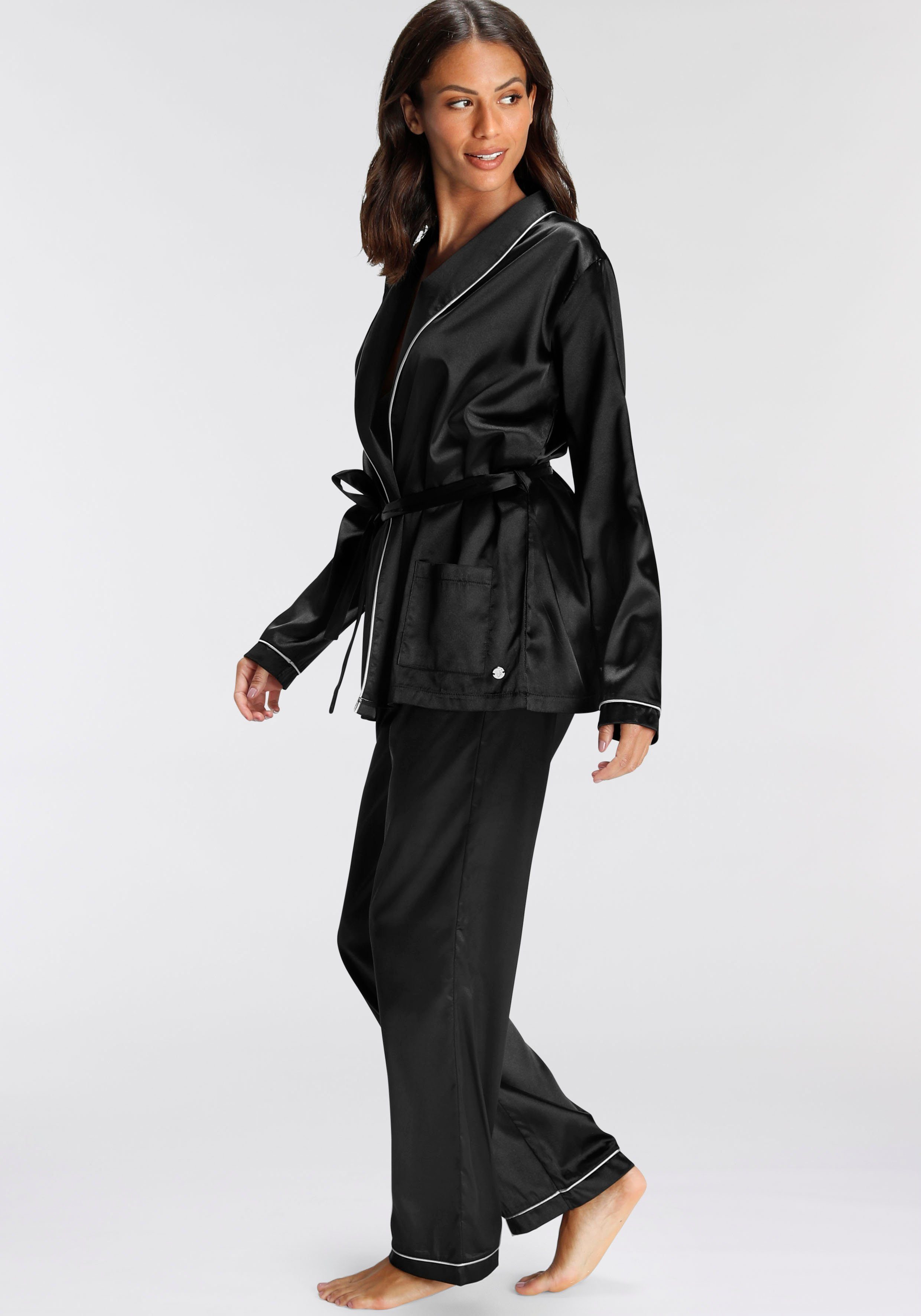 Bruno Banani Pyjama met contrasterende paspel-details (2-delig, 1 stuk)