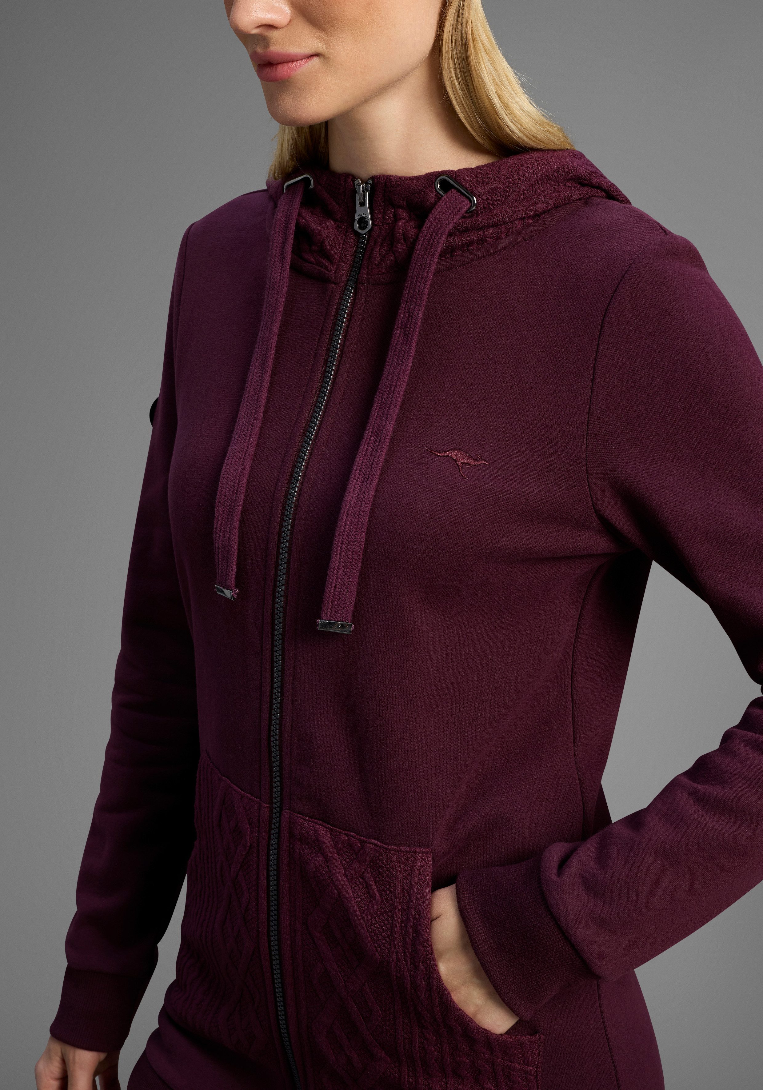 KangaROOS Capuchonsweatvest met kabelmotiefdetails