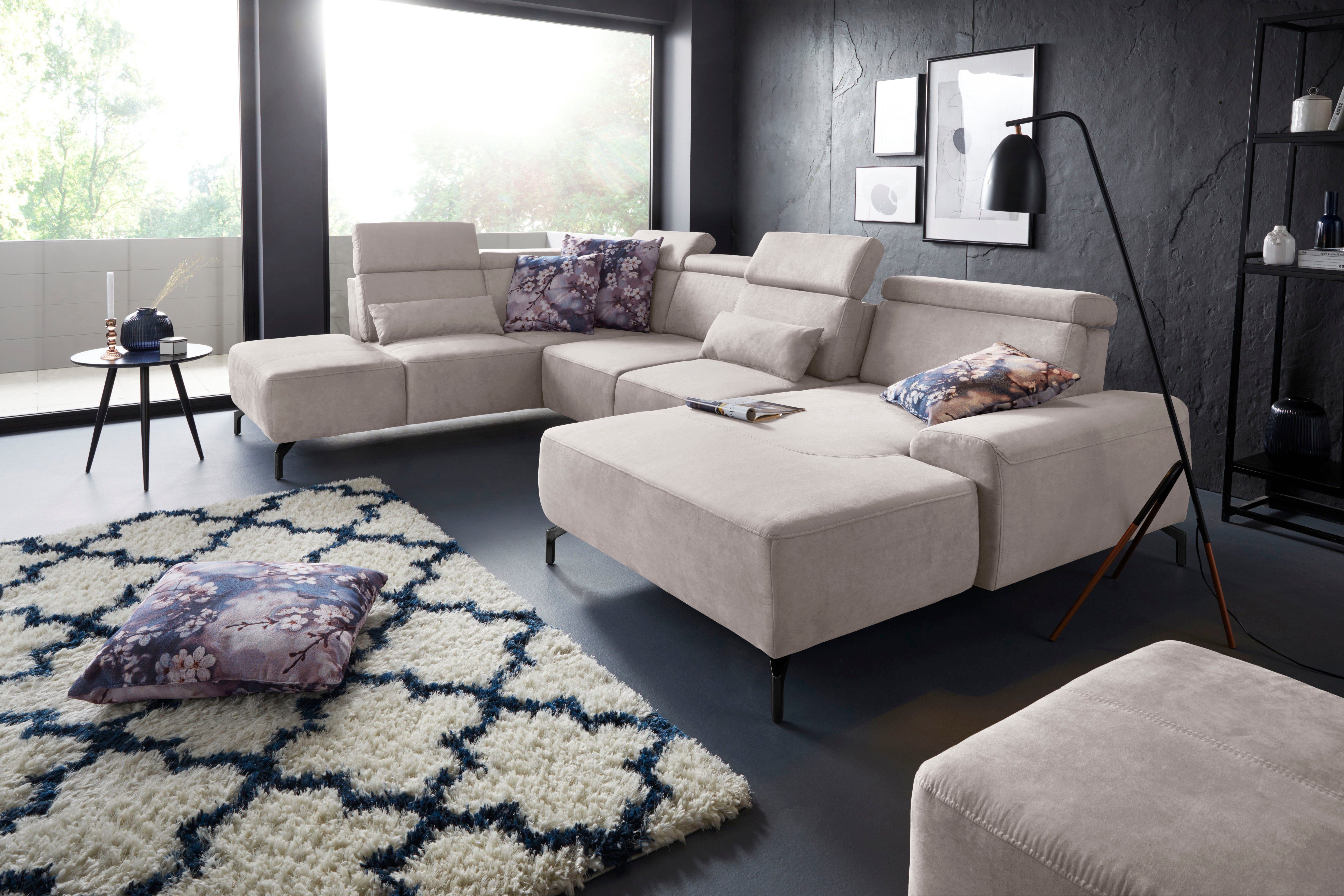 sit&more Zithoek Gizeh U-vorm 15 cm poothoogte, inclusief zitdiepteverstelling en verstelbare hoofdsteun