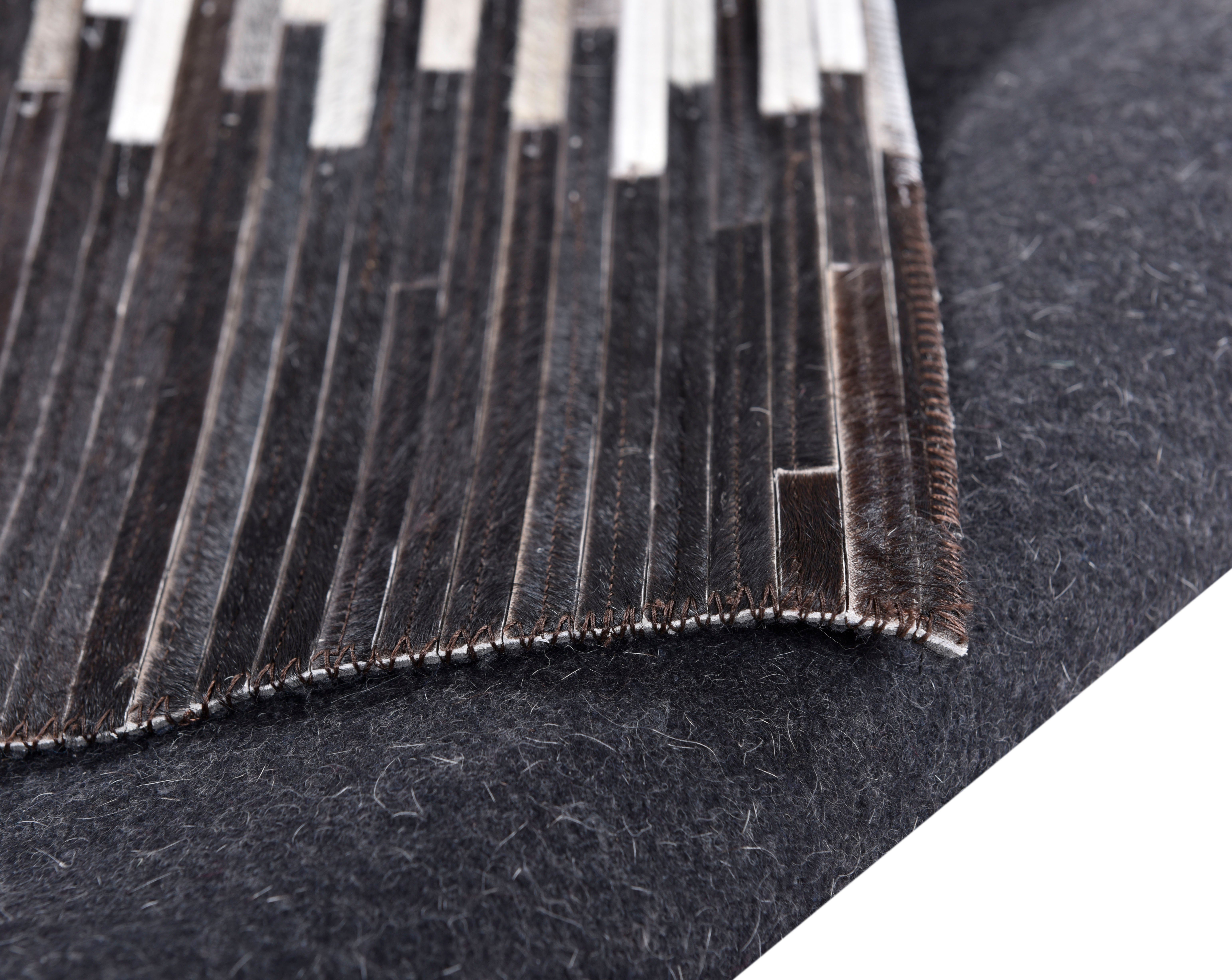THEKO Vachtvloerkleed Kobe-strepen Patchwork, met de hand genaaid, echte runderhuid in natureltinten