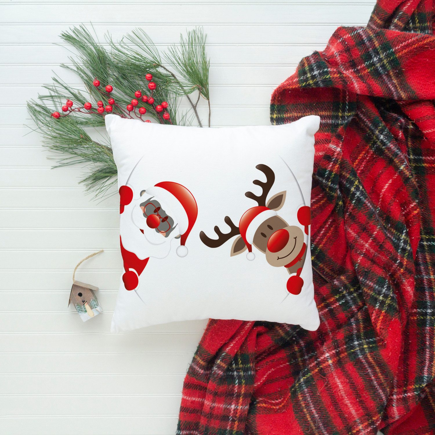 queence Sierkussen Santa Kussenhoes, kerstman, rendier, kerst, feestelijk, winterachtig (1 stuk)
