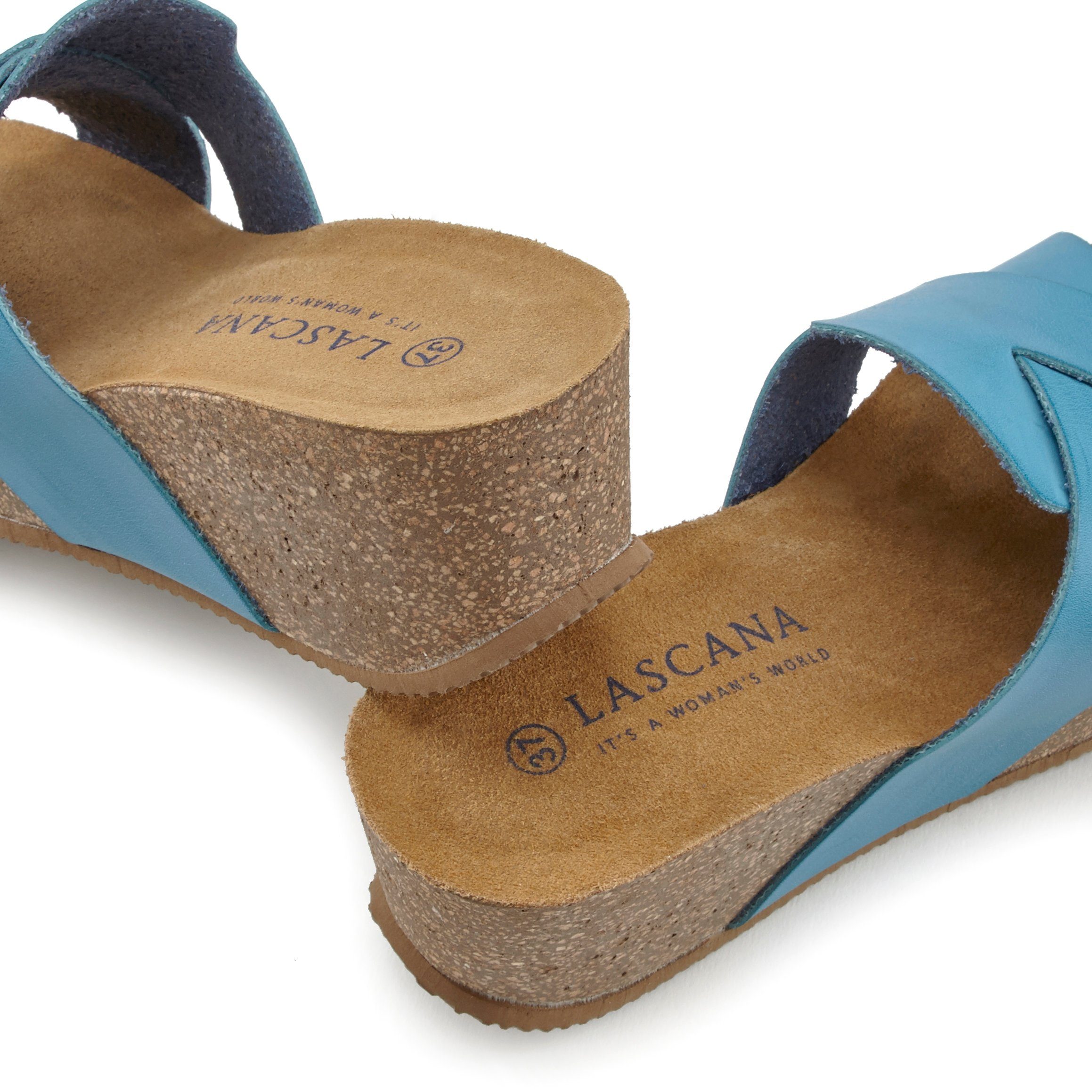 Lascana Slippers Mule, sandaal, open schoen met kurkvoetbed en sleehak